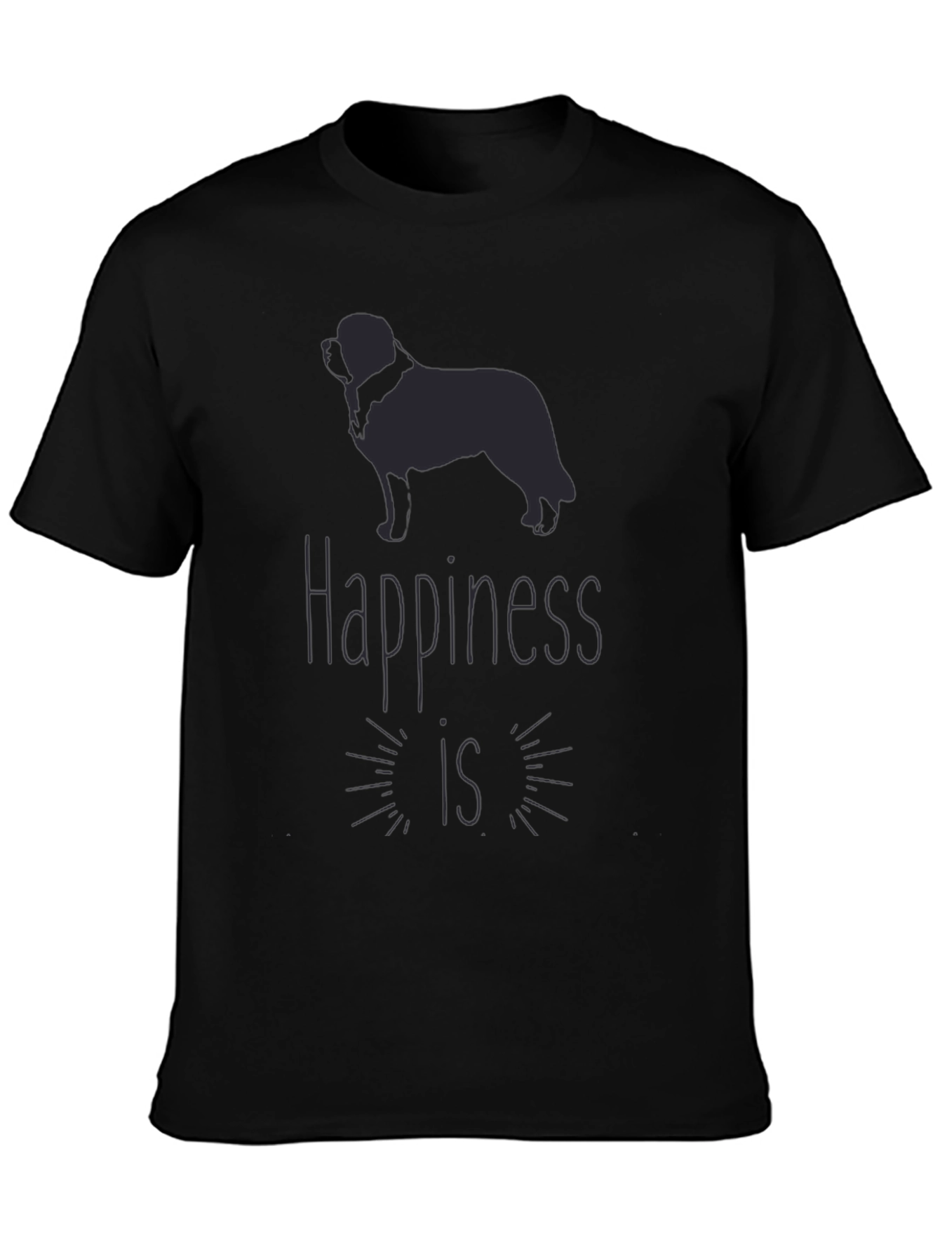 Happiness Dog T-Shirt - Mens Black Graphic Tee