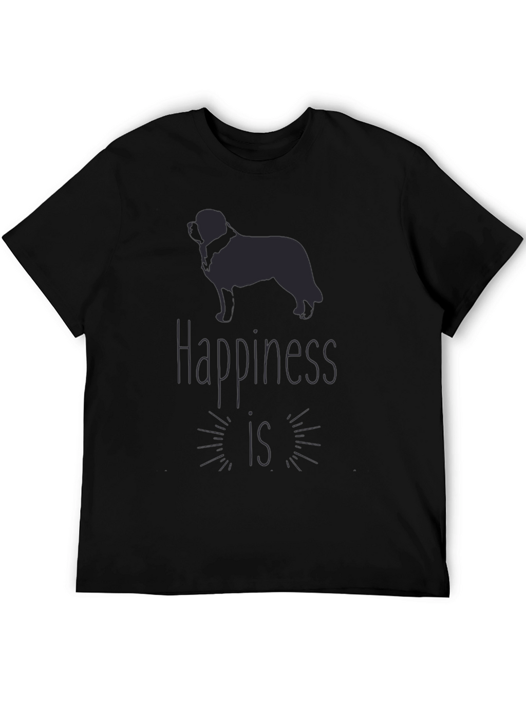 Happiness Dog T-Shirt - Mens Black Graphic Tee