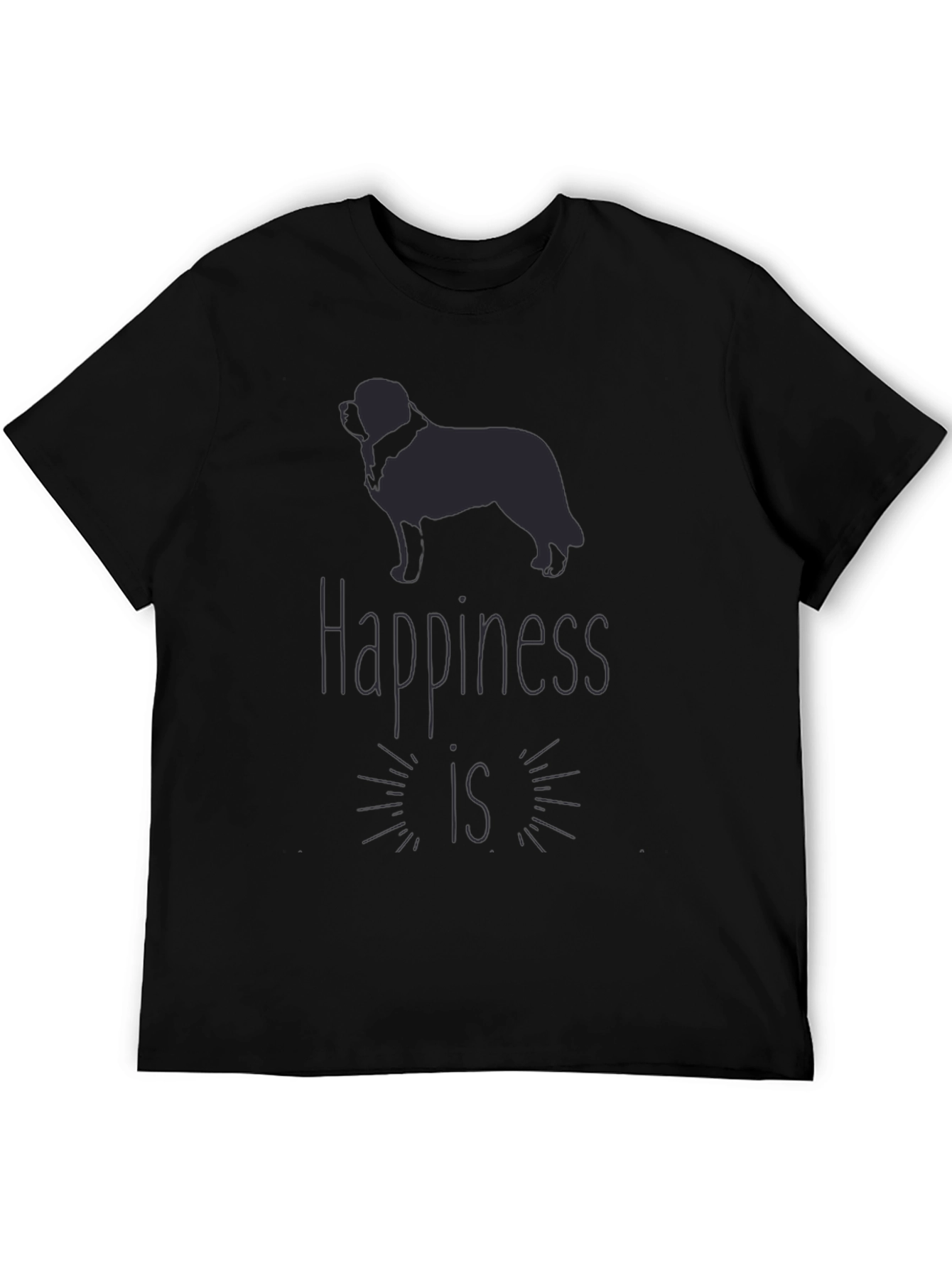 Happiness Dog T-Shirt - Mens Black Graphic Tee