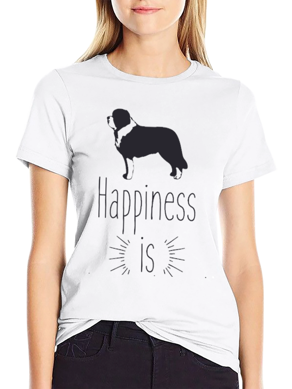 Happiness Dog T-Shirt - Mens Black Graphic Tee