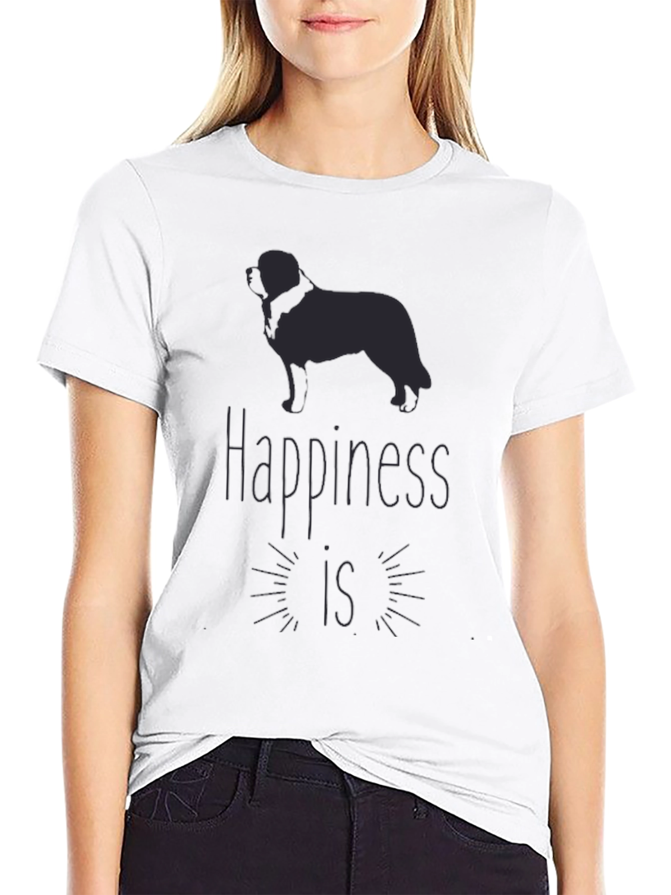 Happiness Dog T-Shirt - Mens Black Graphic Tee