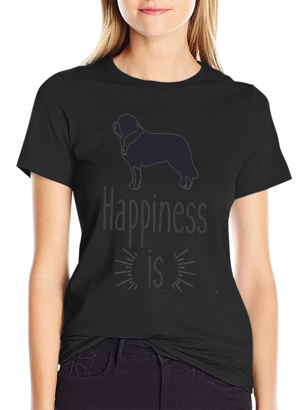 Happiness Dog T-Shirt - Mens Black Graphic Tee