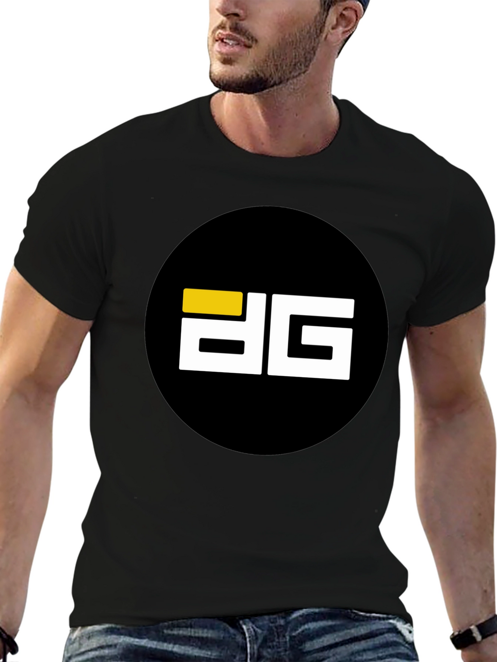 Modern Black T-Shirt with Bold Graphic Logo