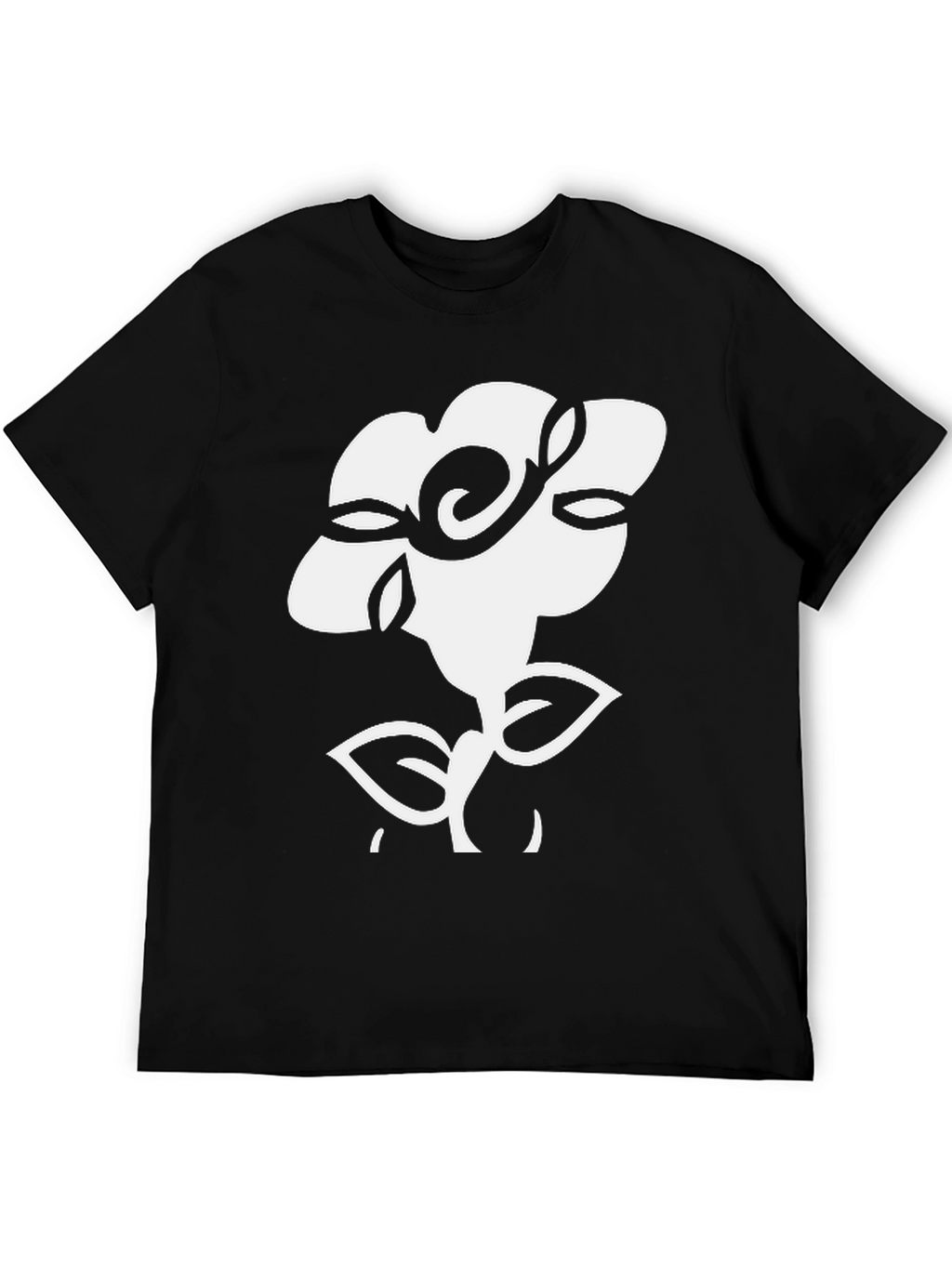 Floral Graphic Tee - Black Cotton T-Shirt