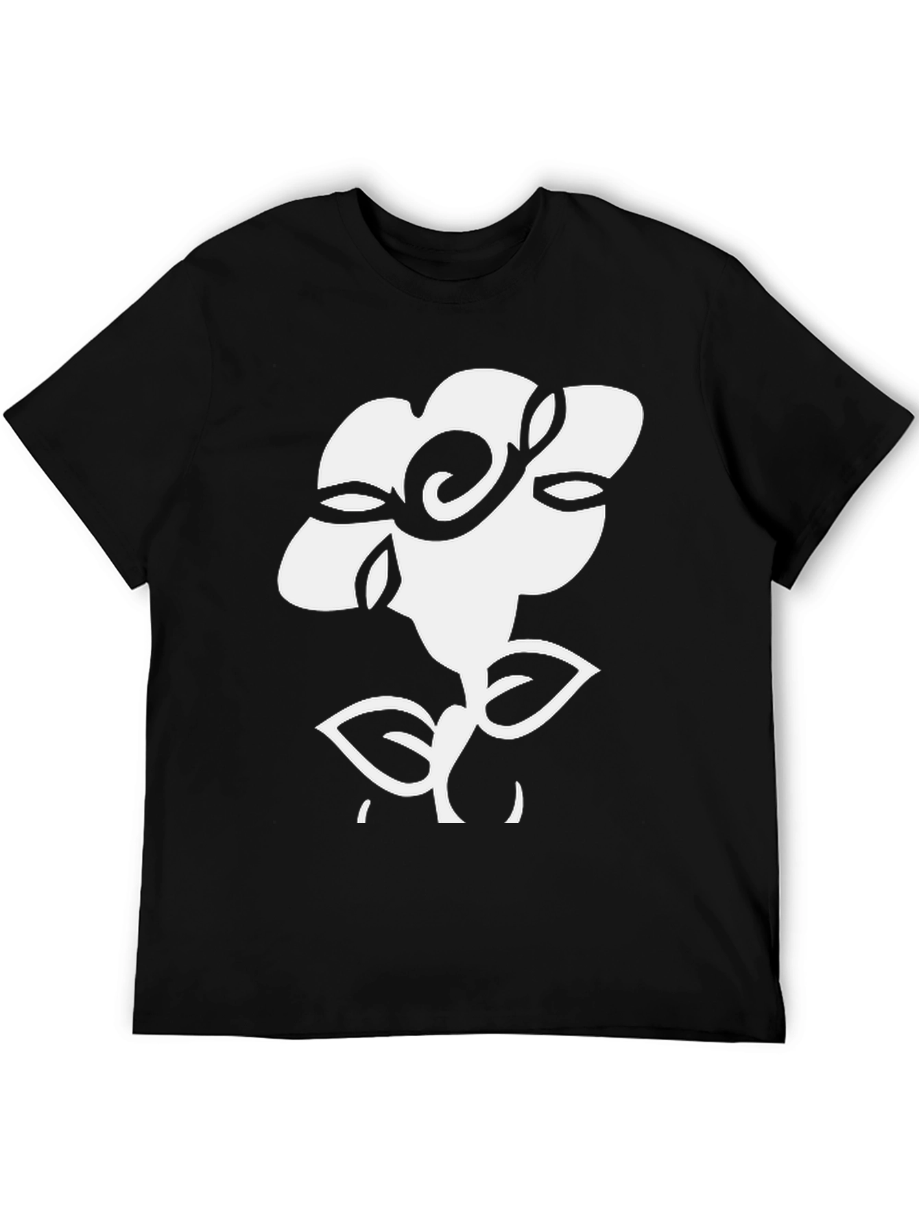 Floral Graphic Tee - Black Cotton T-Shirt