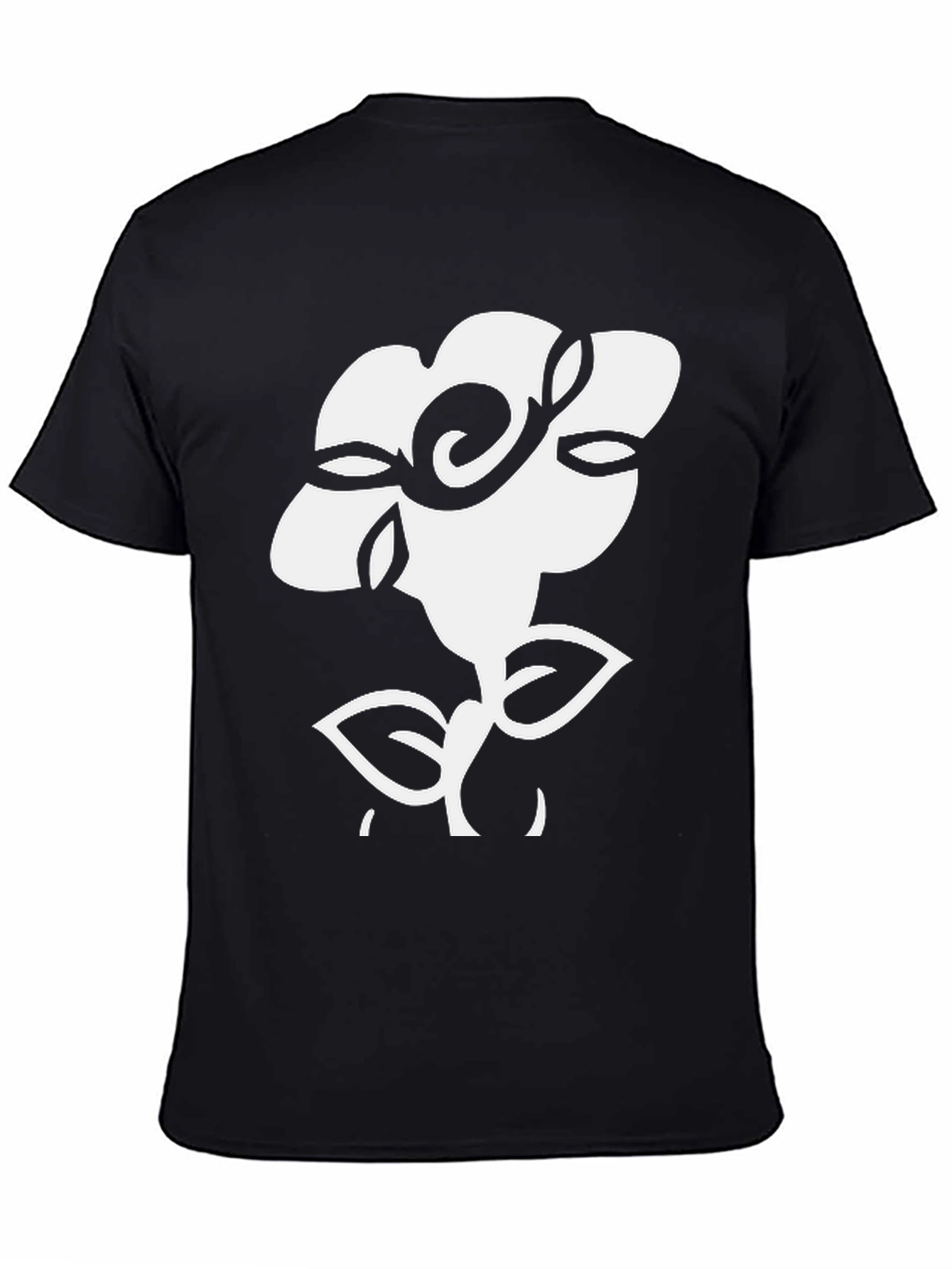 Floral Graphic Tee - Black Cotton T-Shirt