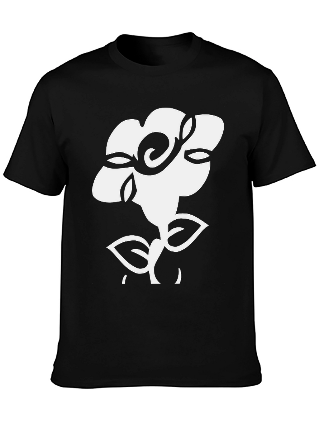 Floral Graphic Tee - Black Cotton T-Shirt