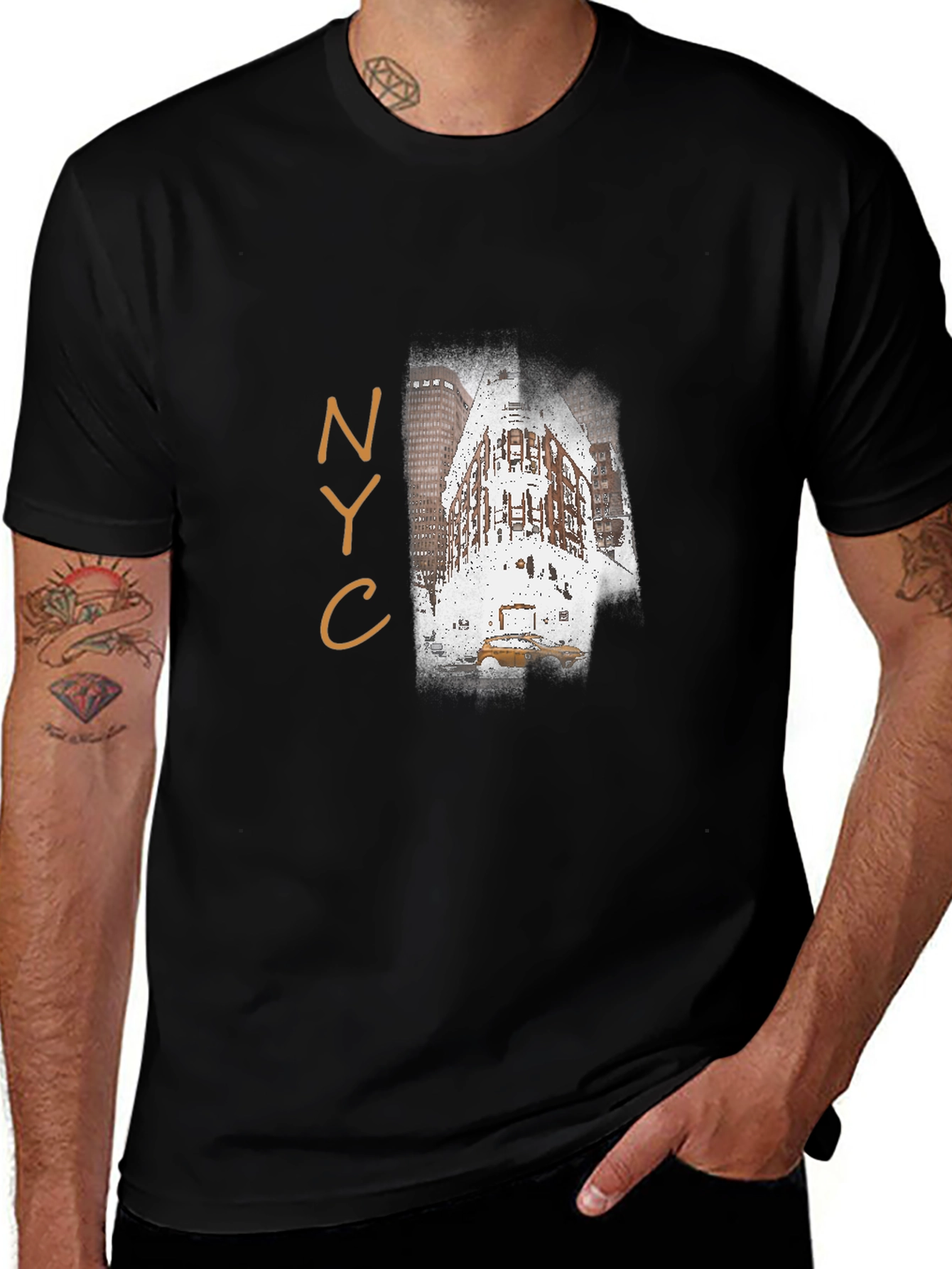NYC Landmark T-Shirt - Mens Black Graphic Tee