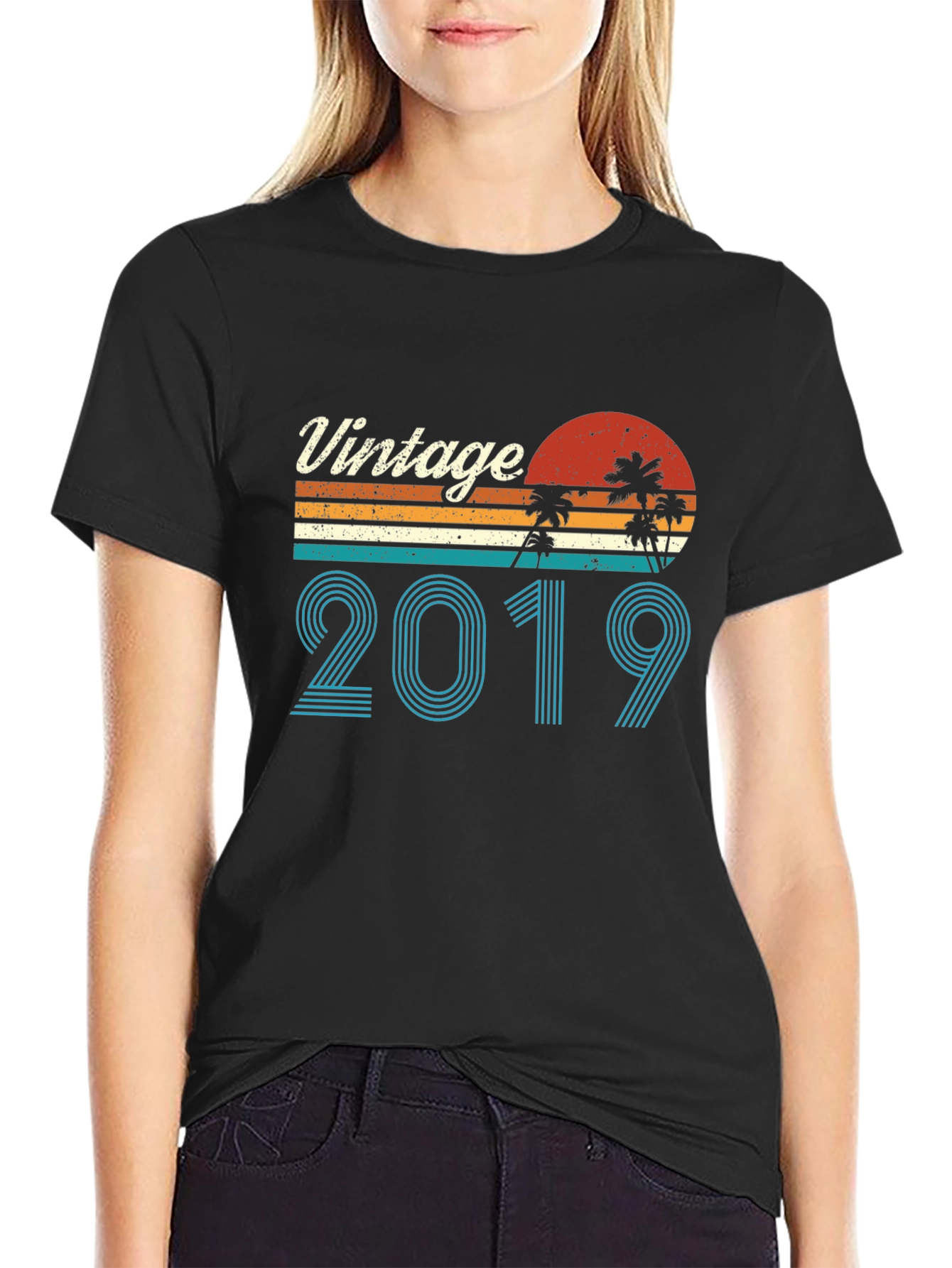 Vintage 2019 Palm Tree Sunset T-Shirt