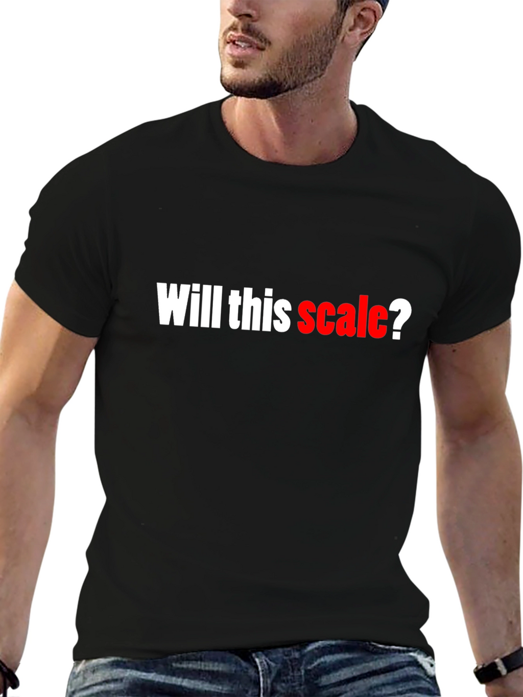 Will This Scale? Black Cotton Graphic T-Shirt