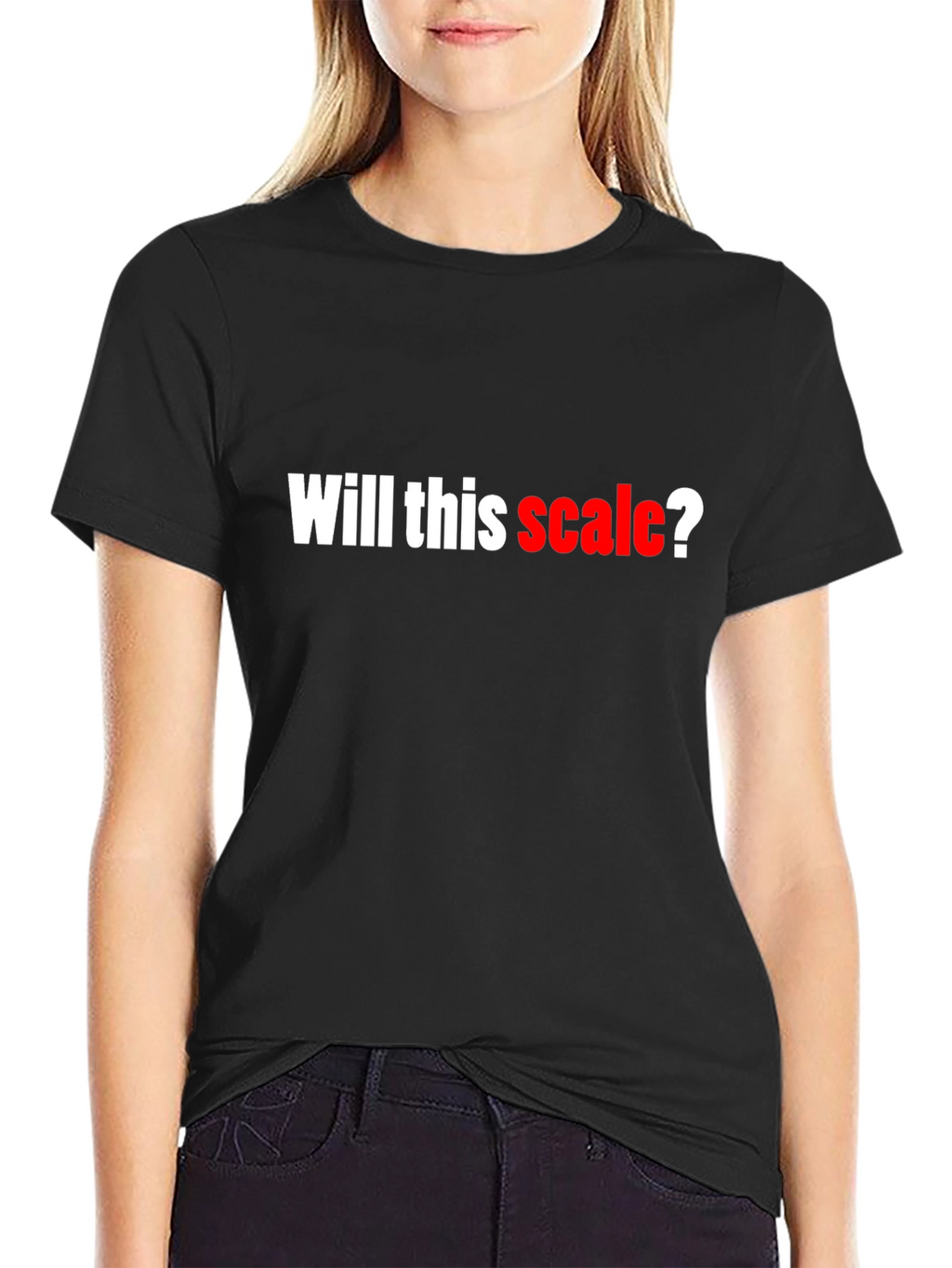 Will This Scale? Black Cotton Graphic T-Shirt