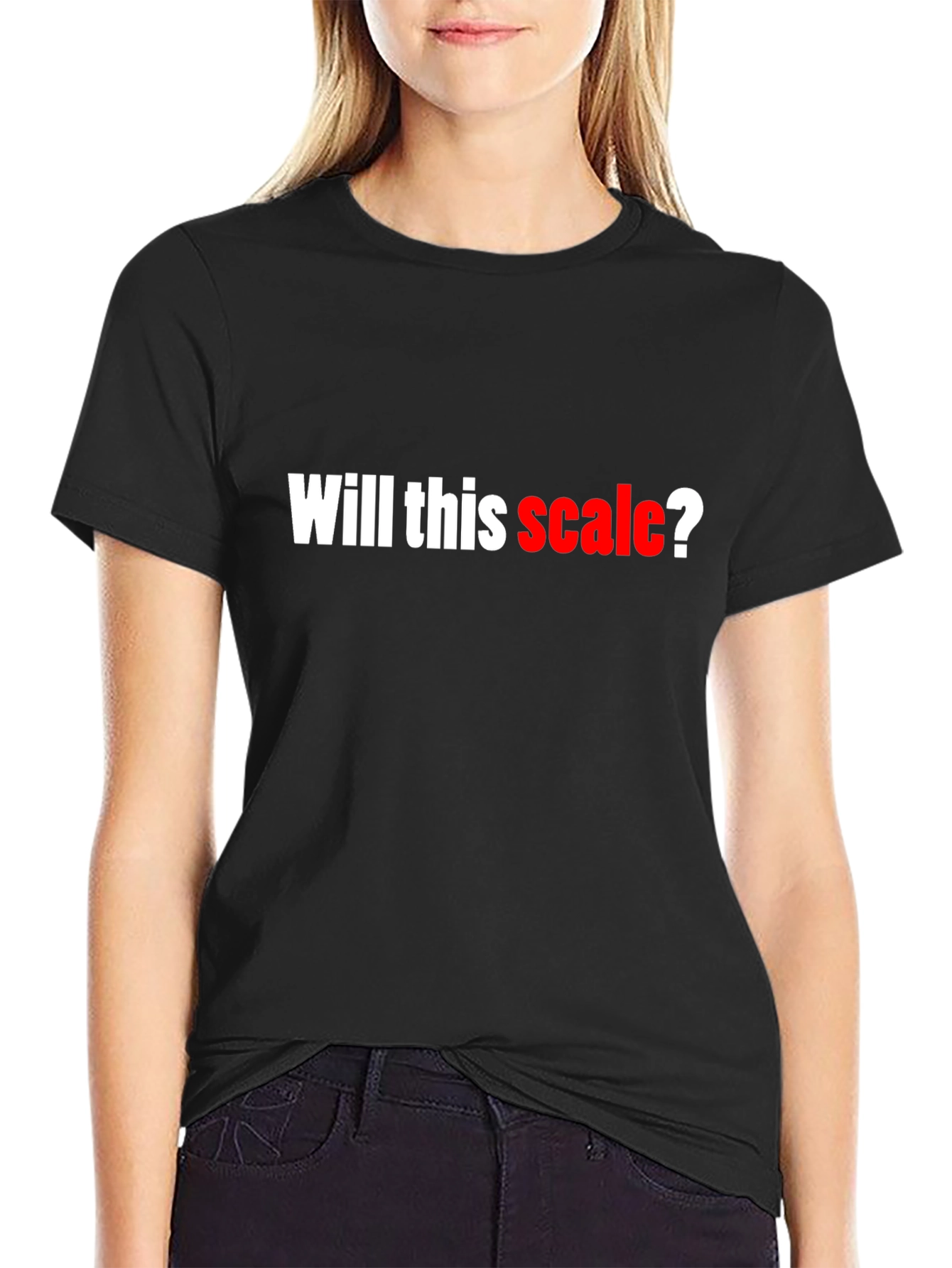 Will This Scale? Black Cotton Graphic T-Shirt