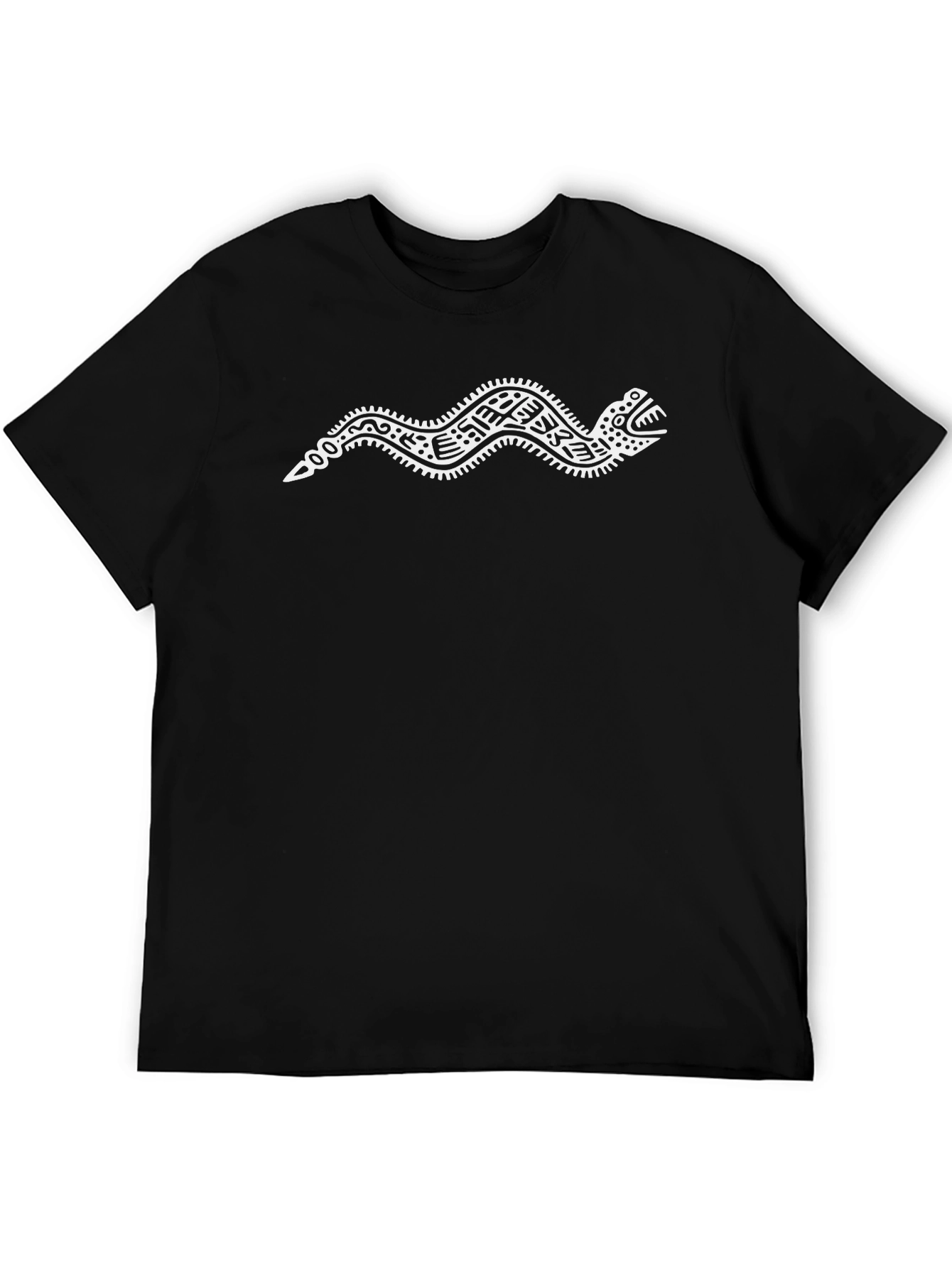 Aztec Snake Graphic Tee - Black Cotton Blend