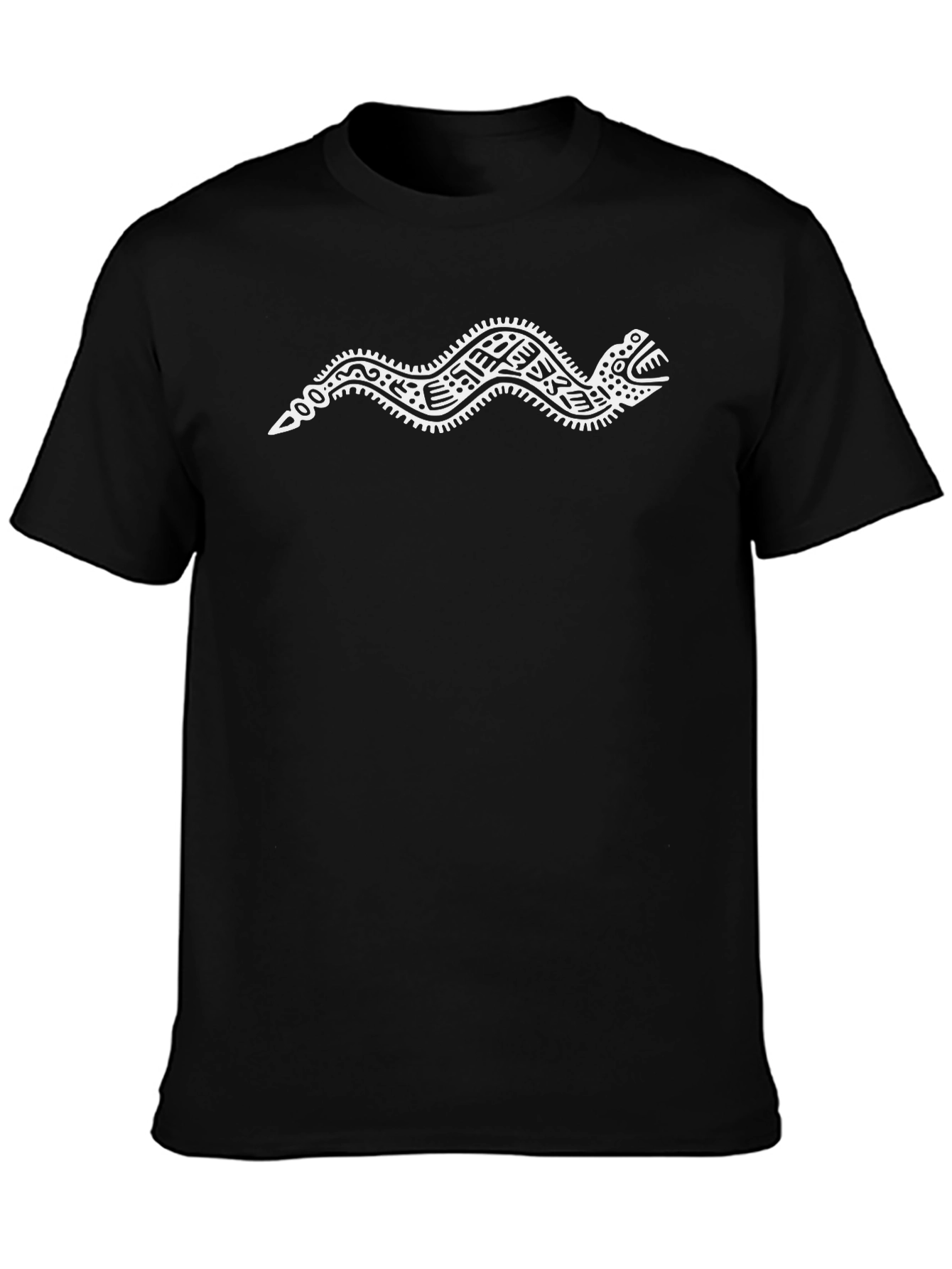 Aztec Snake Graphic Tee - Black Cotton Blend