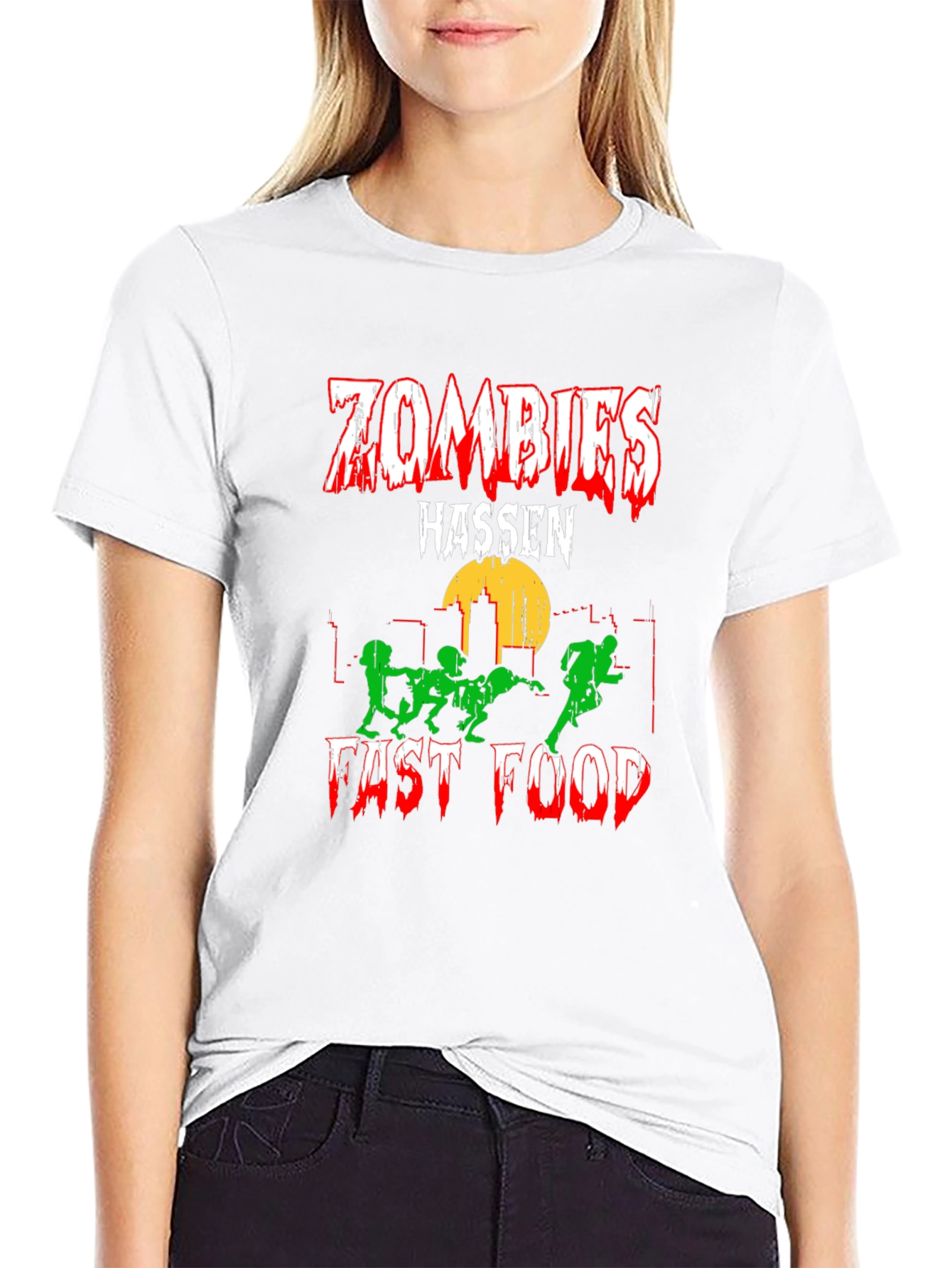 Zombies Hassen Fast Food Black T-Shirt