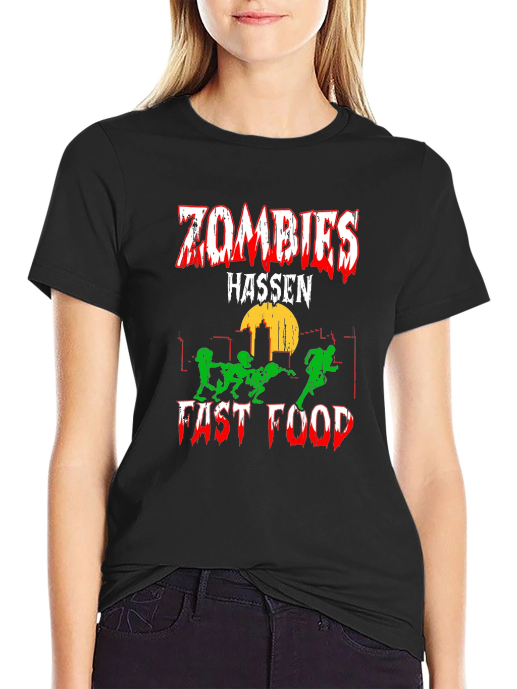Zombies Hassen Fast Food Black T-Shirt