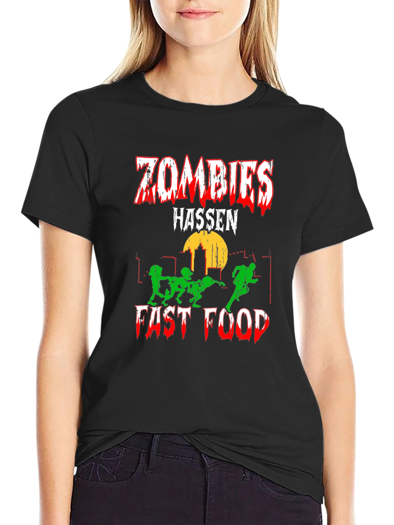 Zombies Hassen Fast Food Black T-Shirt