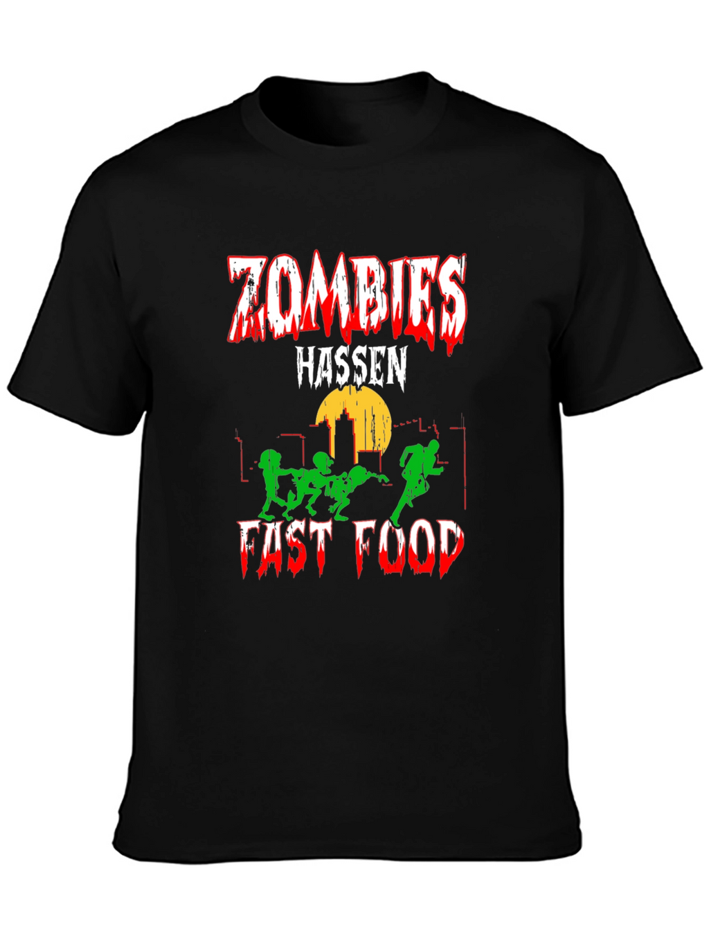 Zombies Hassen Fast Food Black T-Shirt