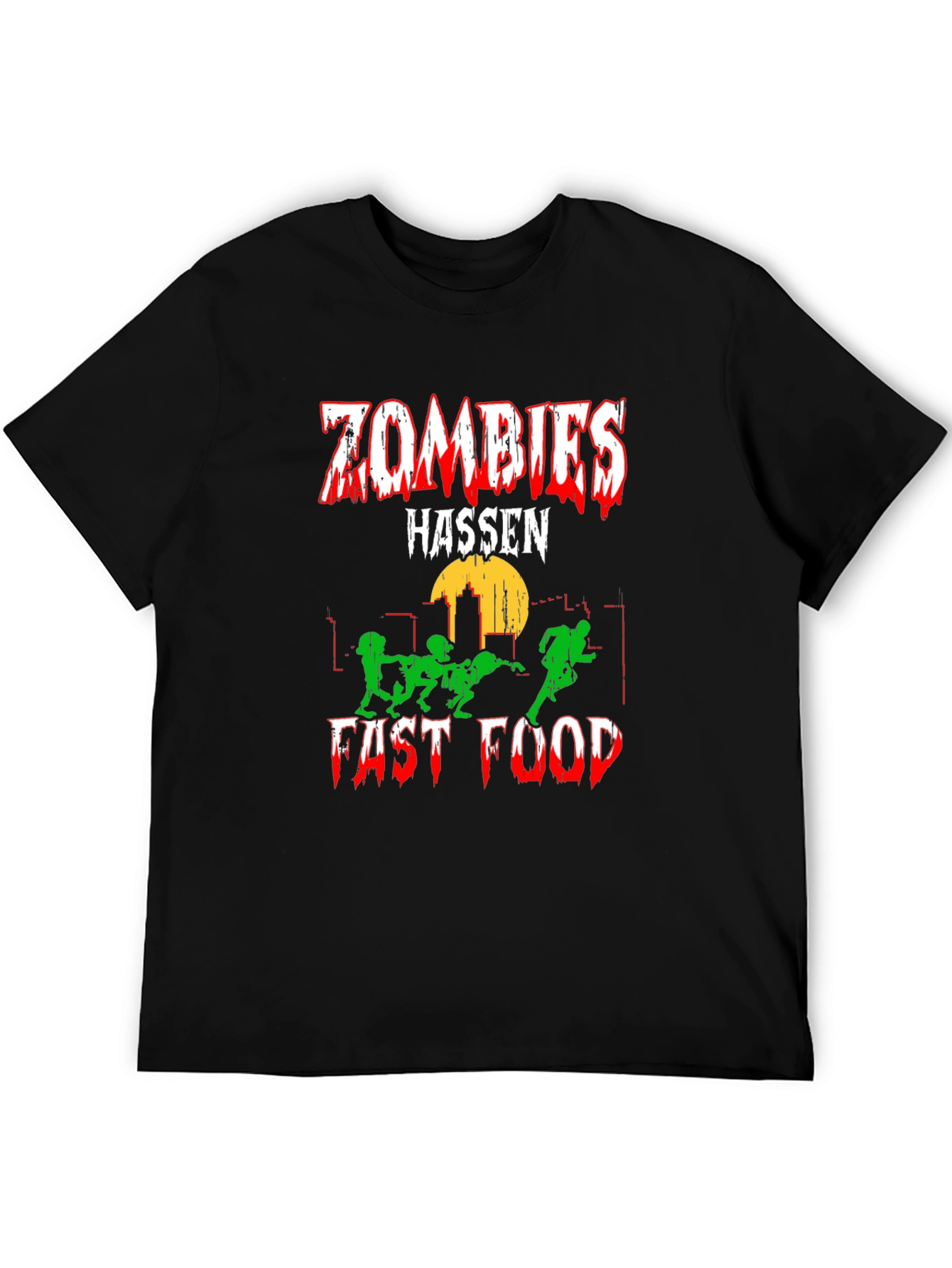 Zombies Hassen Fast Food Black T-Shirt