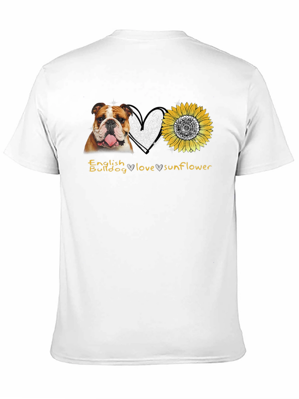 English Bulldog Love Sunflower Graphic T-Shirt
