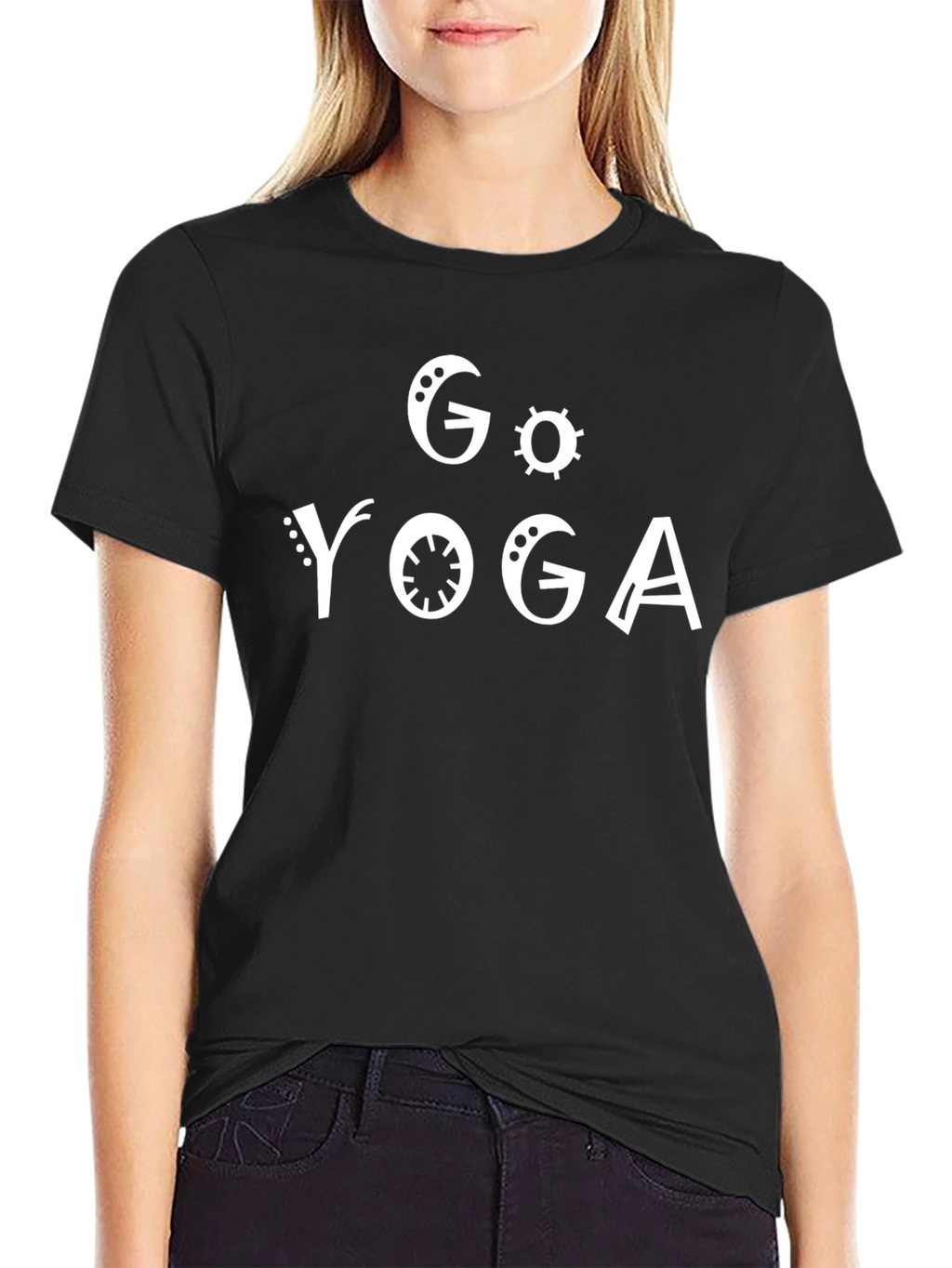 Go Yoga Graphic Print Black T-Shirt