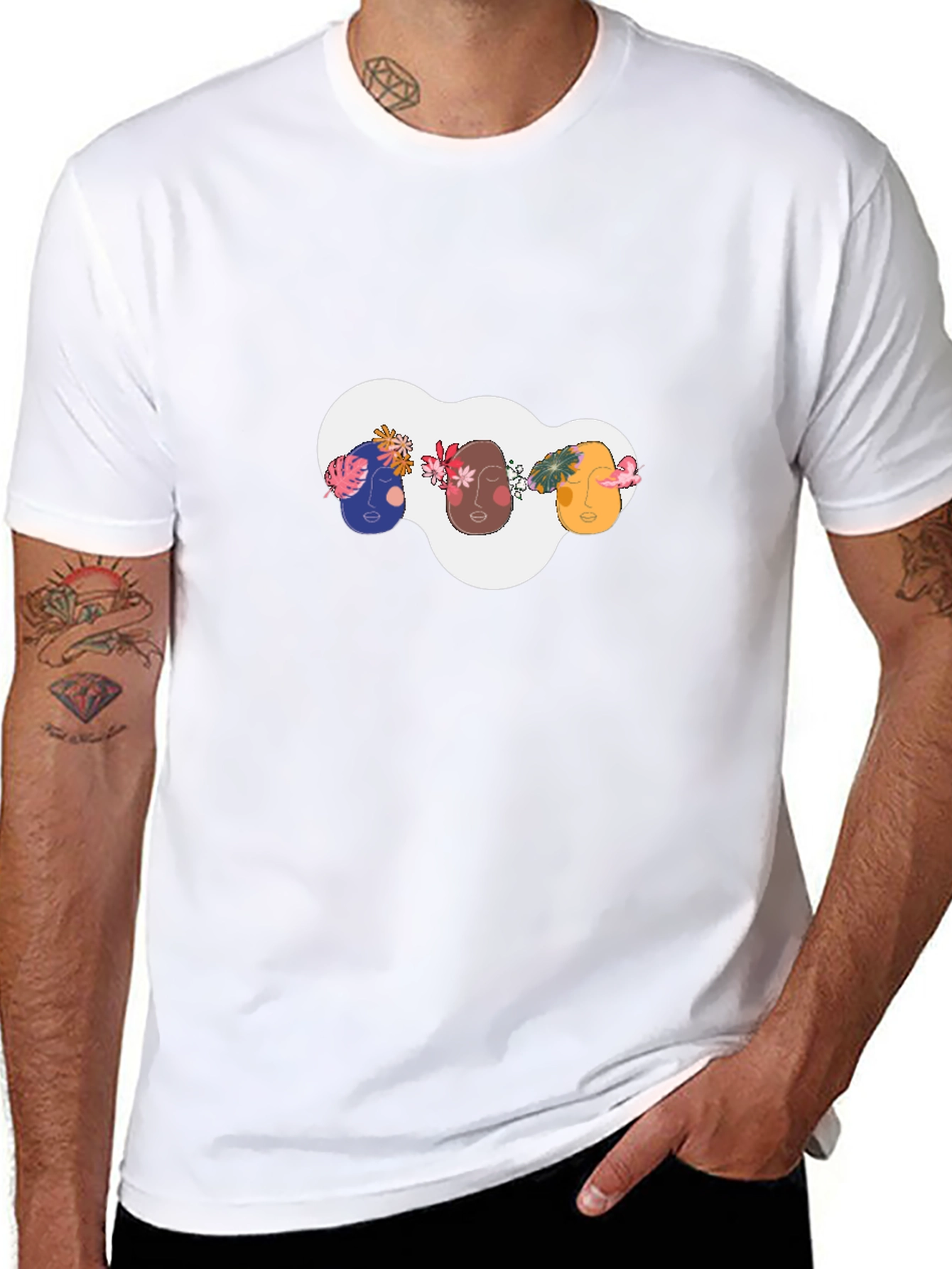 Abstract Faces Graphic Tee - Modern Unisex T-Shirt