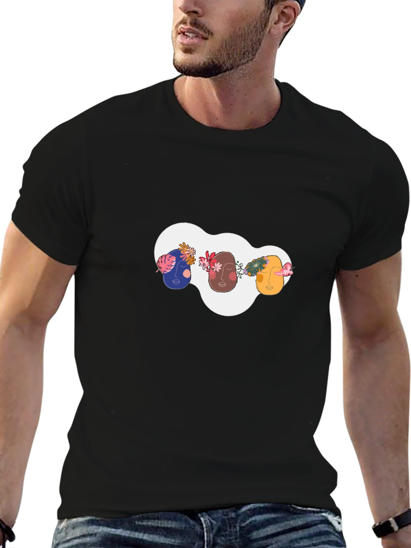 Abstract Faces Graphic Tee - Modern Unisex T-Shirt