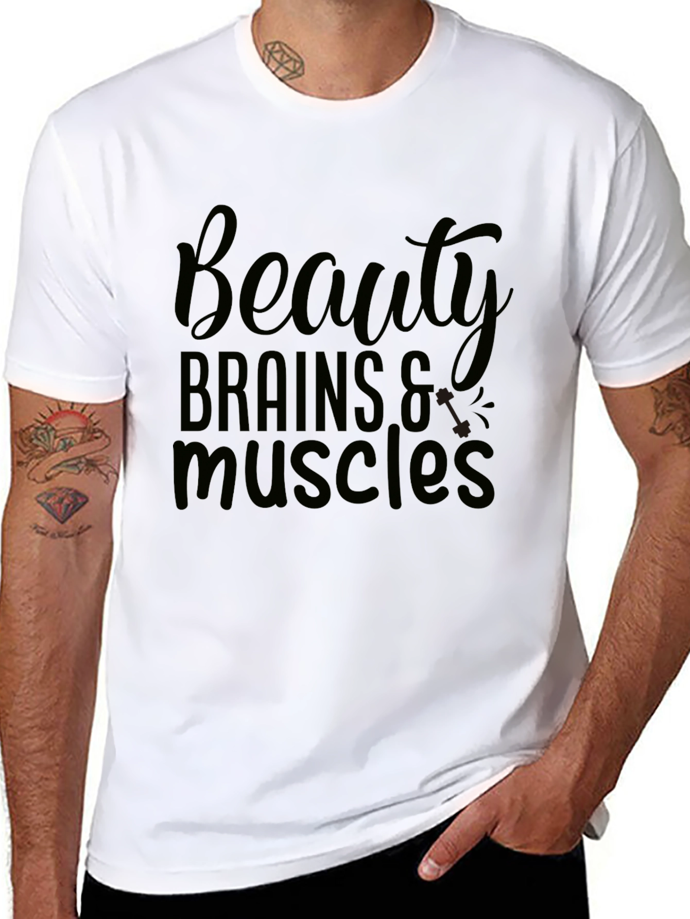 Beauty Brains Muscles T-Shirt - Black