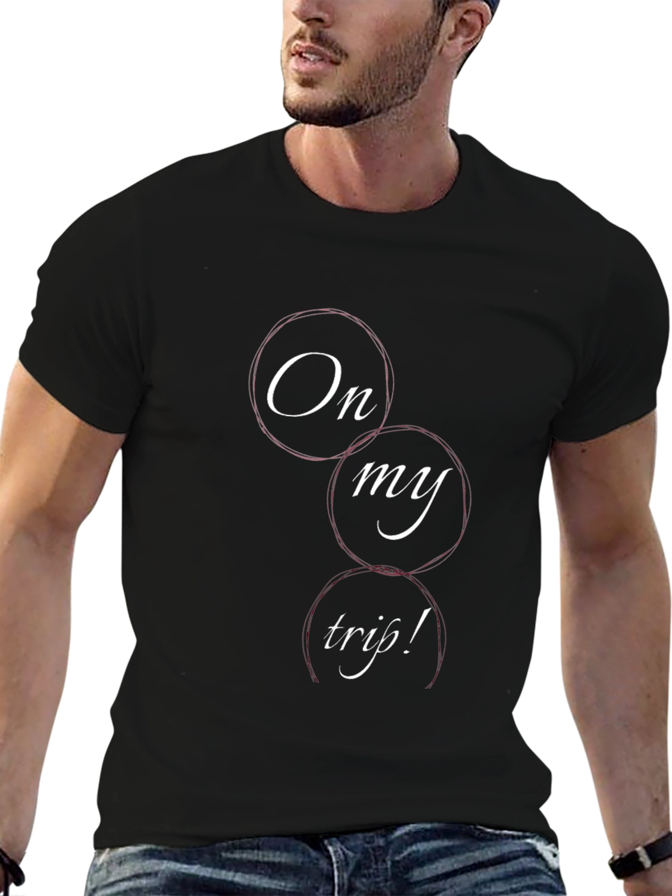 On My Trip Graphic Tee - Black Cotton Blend