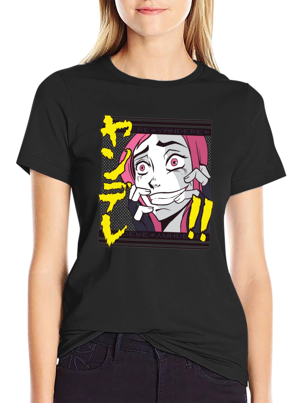 Yandere Anime Graphic T-Shirt - Black