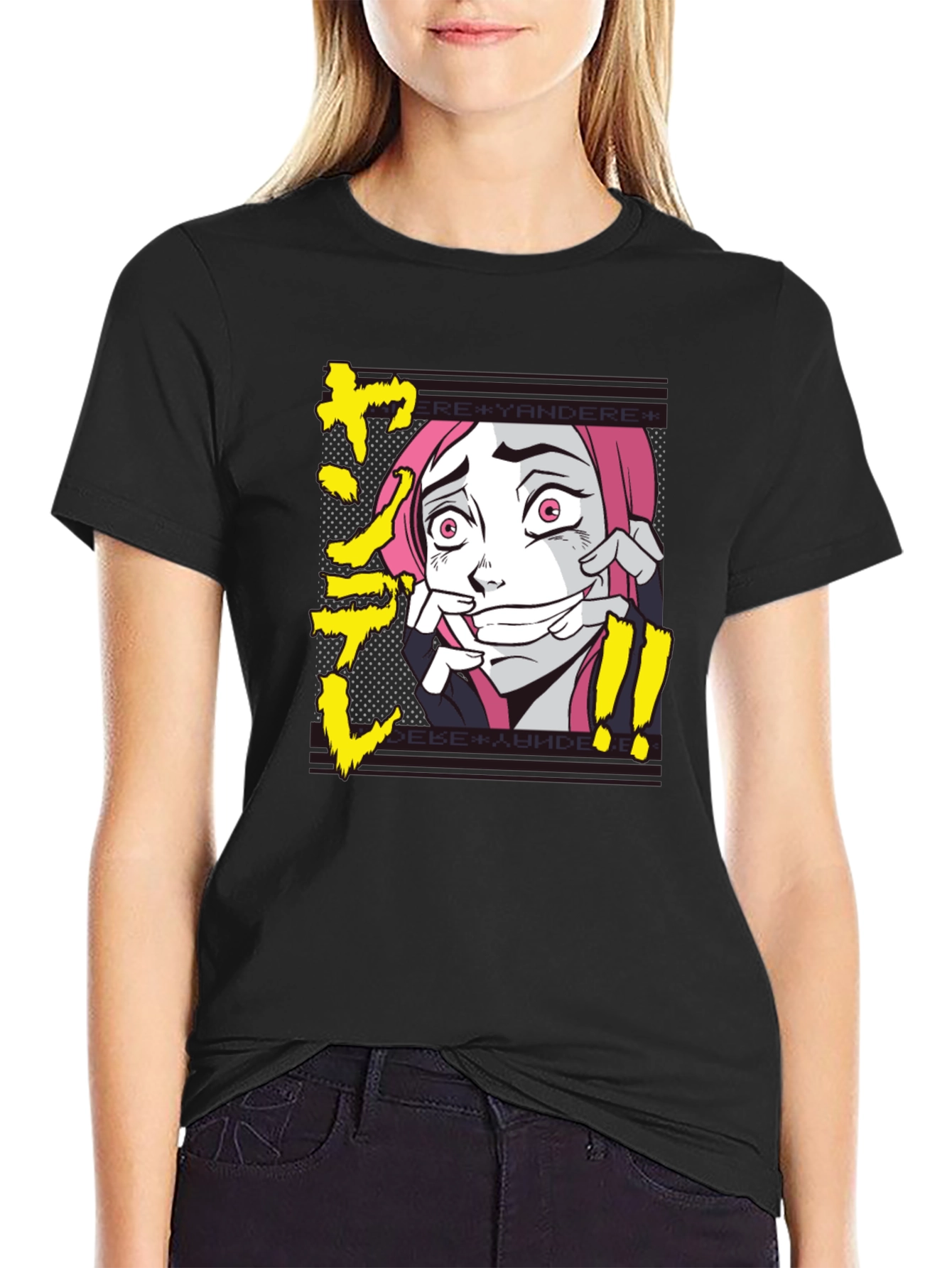 Yandere Anime Graphic T-Shirt - Black