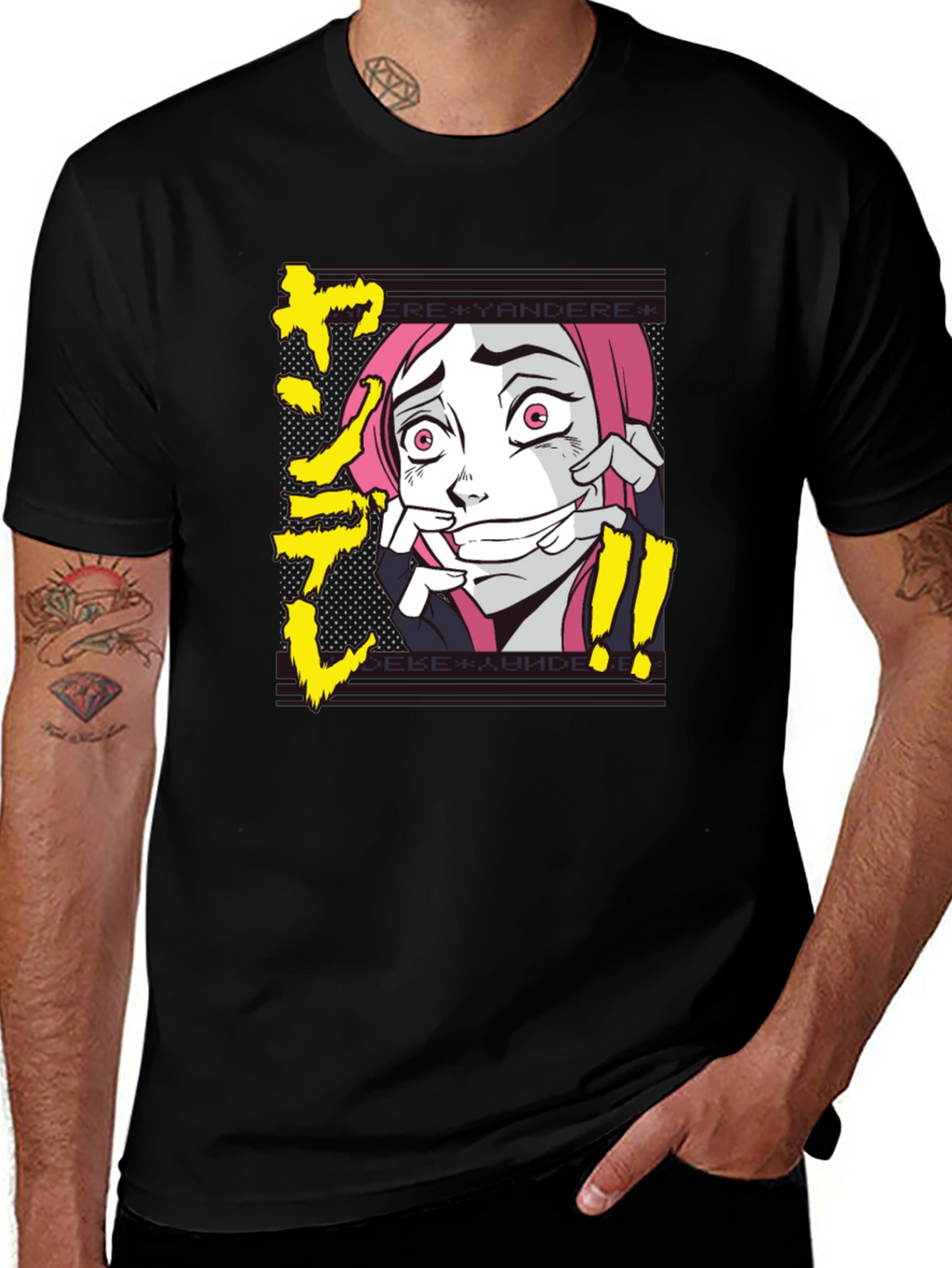 Yandere Anime Graphic T-Shirt - Black