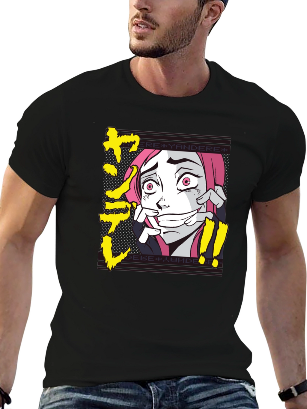 Yandere Anime Graphic T-Shirt - Black