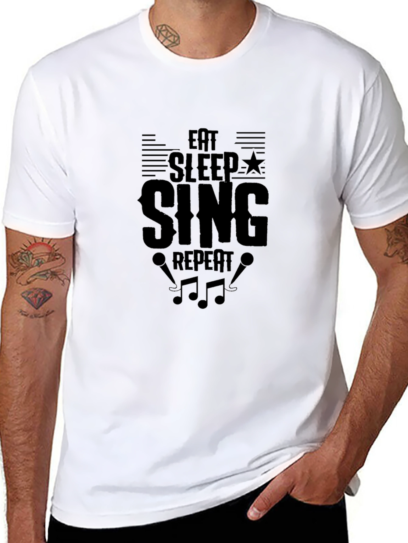 Eat Sleep Sing Repeat Black T-Shirt