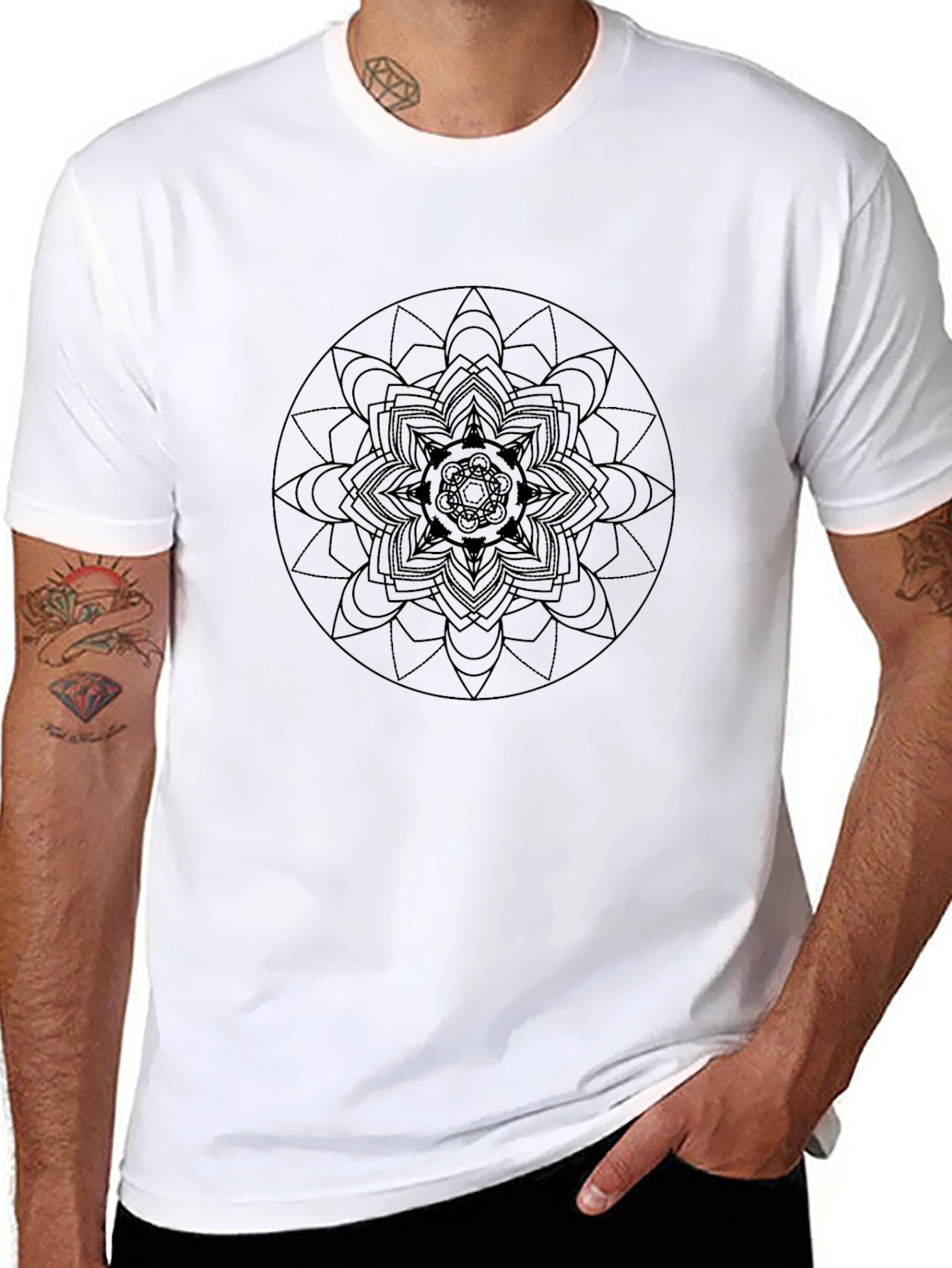 Geometric Mandala Black T-Shirt