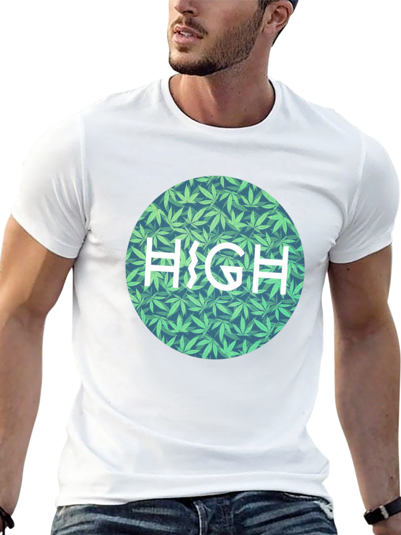 Marijuana Leaf Patterned HIGH Tee
