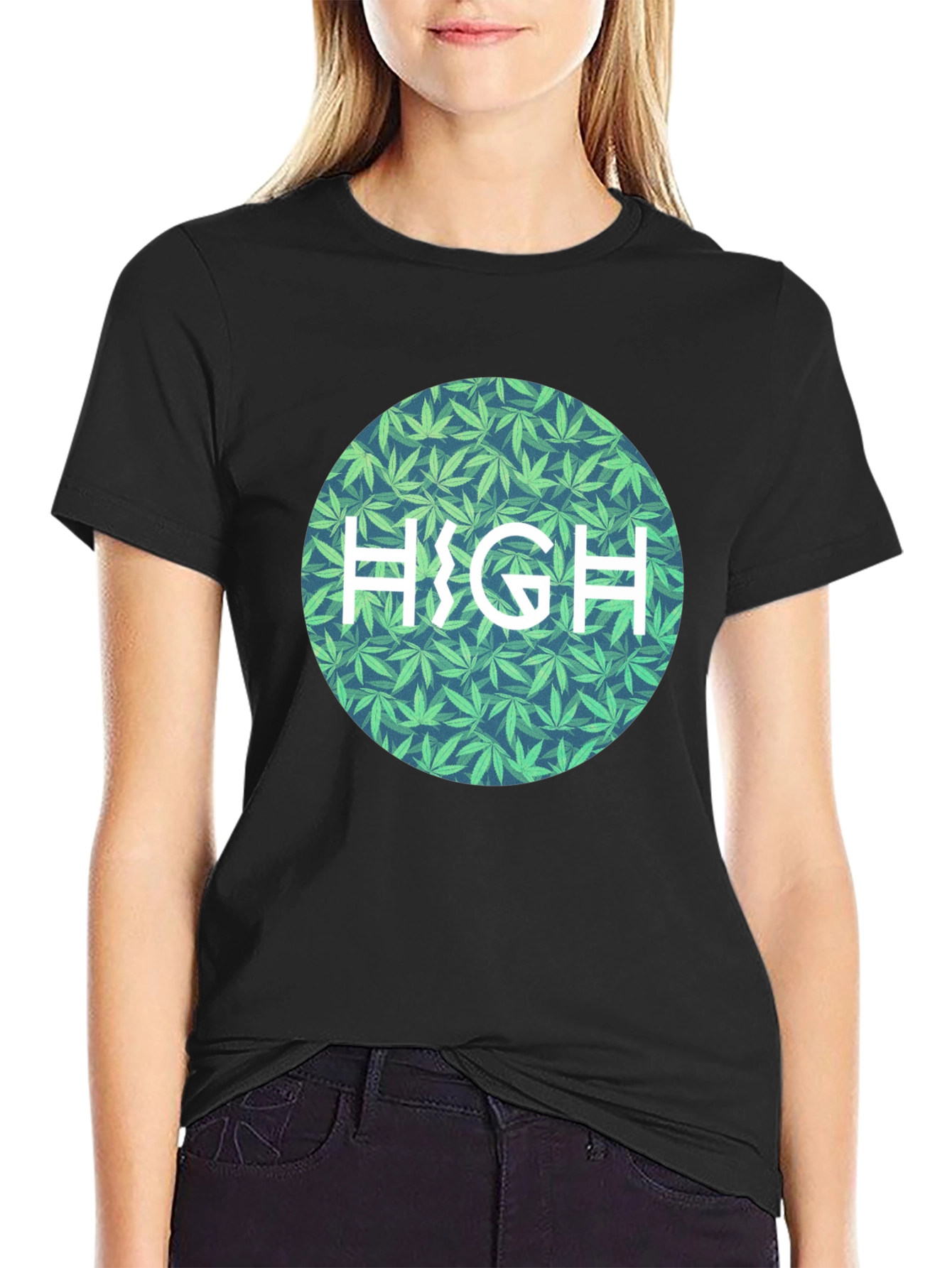 Marijuana Leaf Patterned HIGH Tee