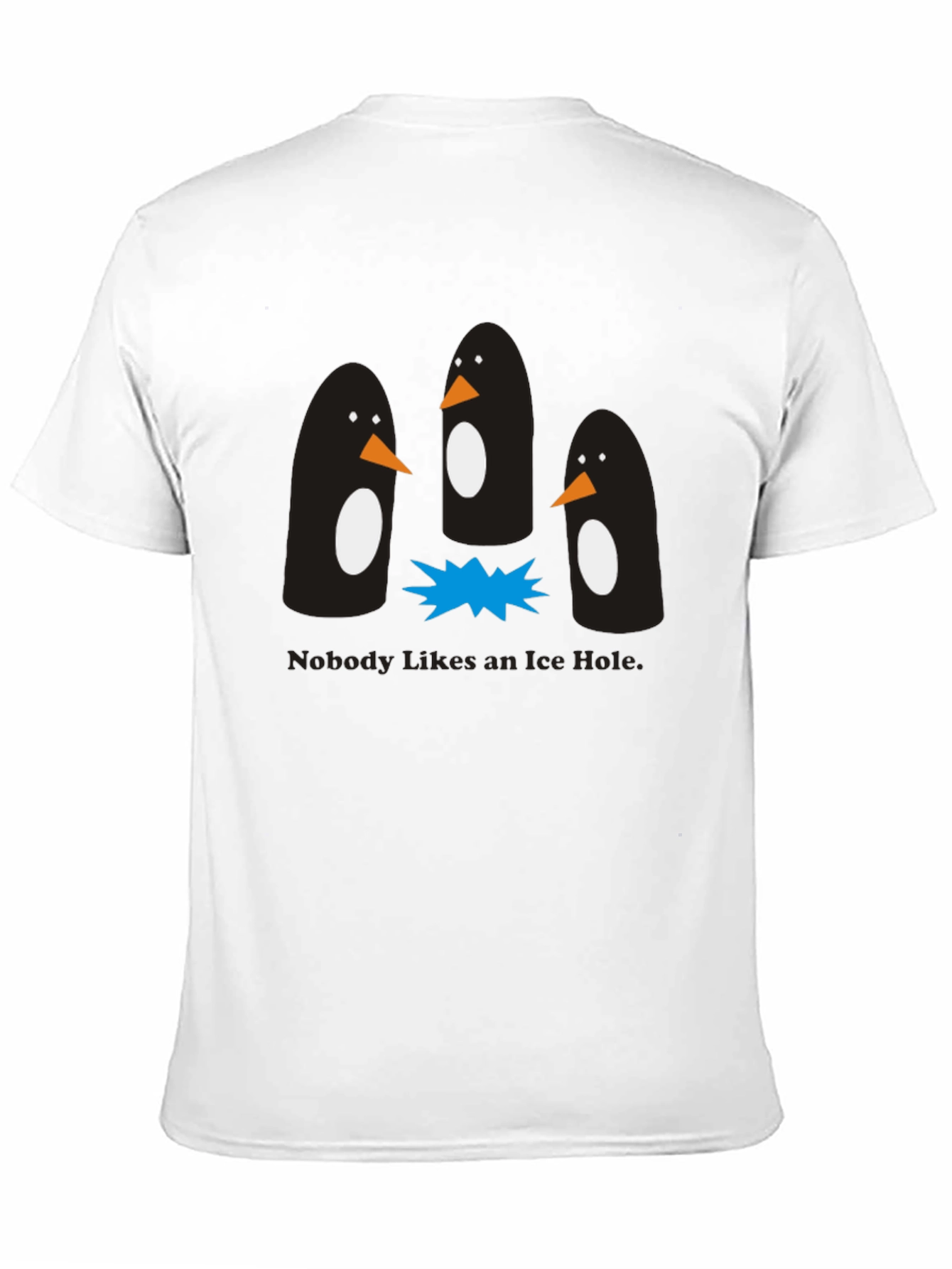 Penguin Ice Hole Black Graphic T-Shirt