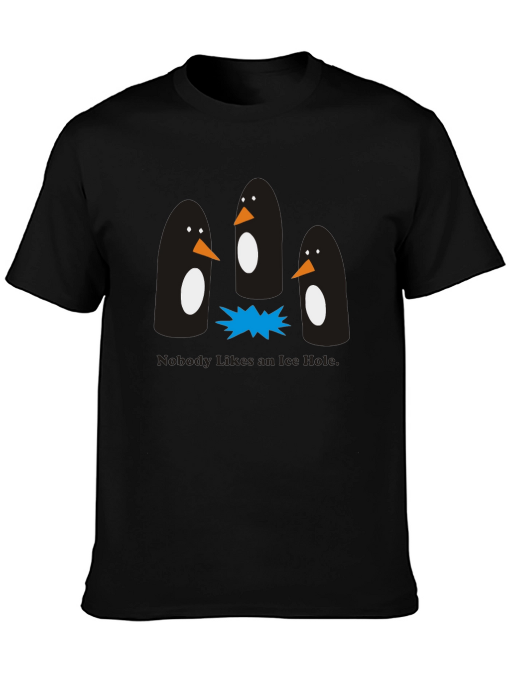 Penguin Ice Hole Black Graphic T-Shirt