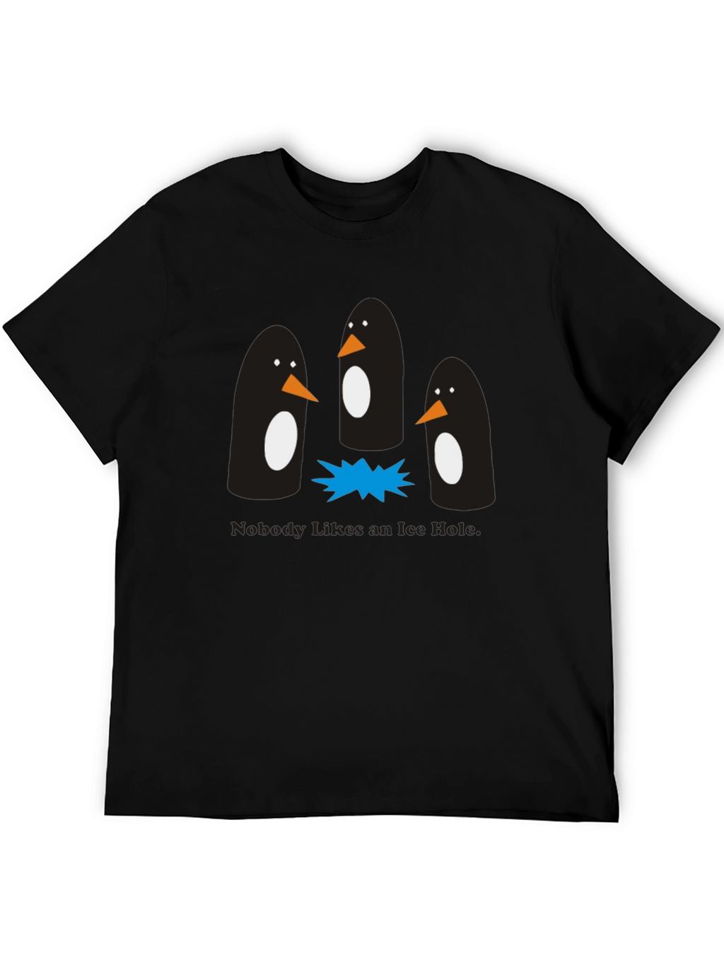 Penguin Ice Hole Black Graphic T-Shirt