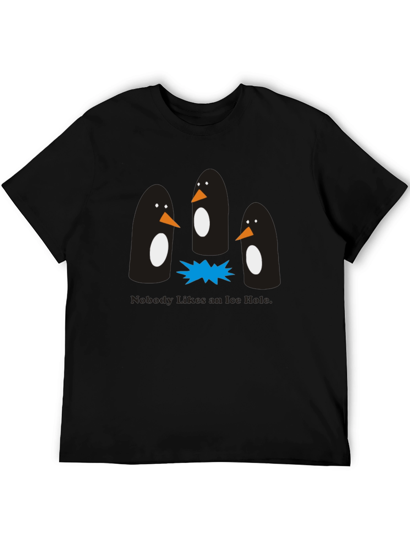 Penguin Ice Hole Black Graphic T-Shirt