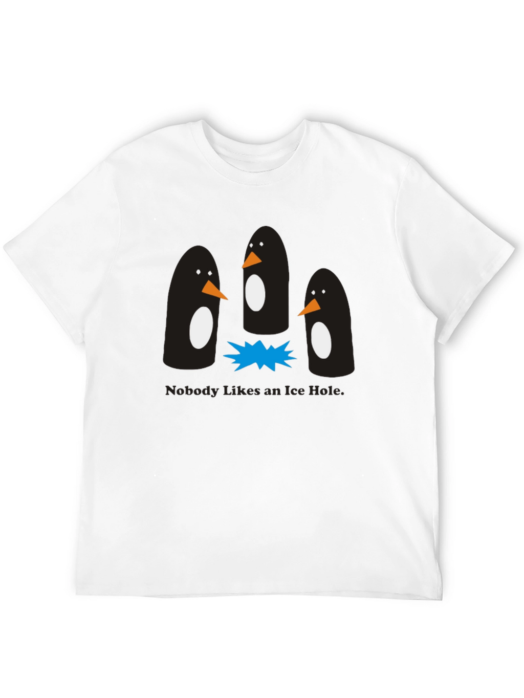 Penguin Ice Hole Black Graphic T-Shirt