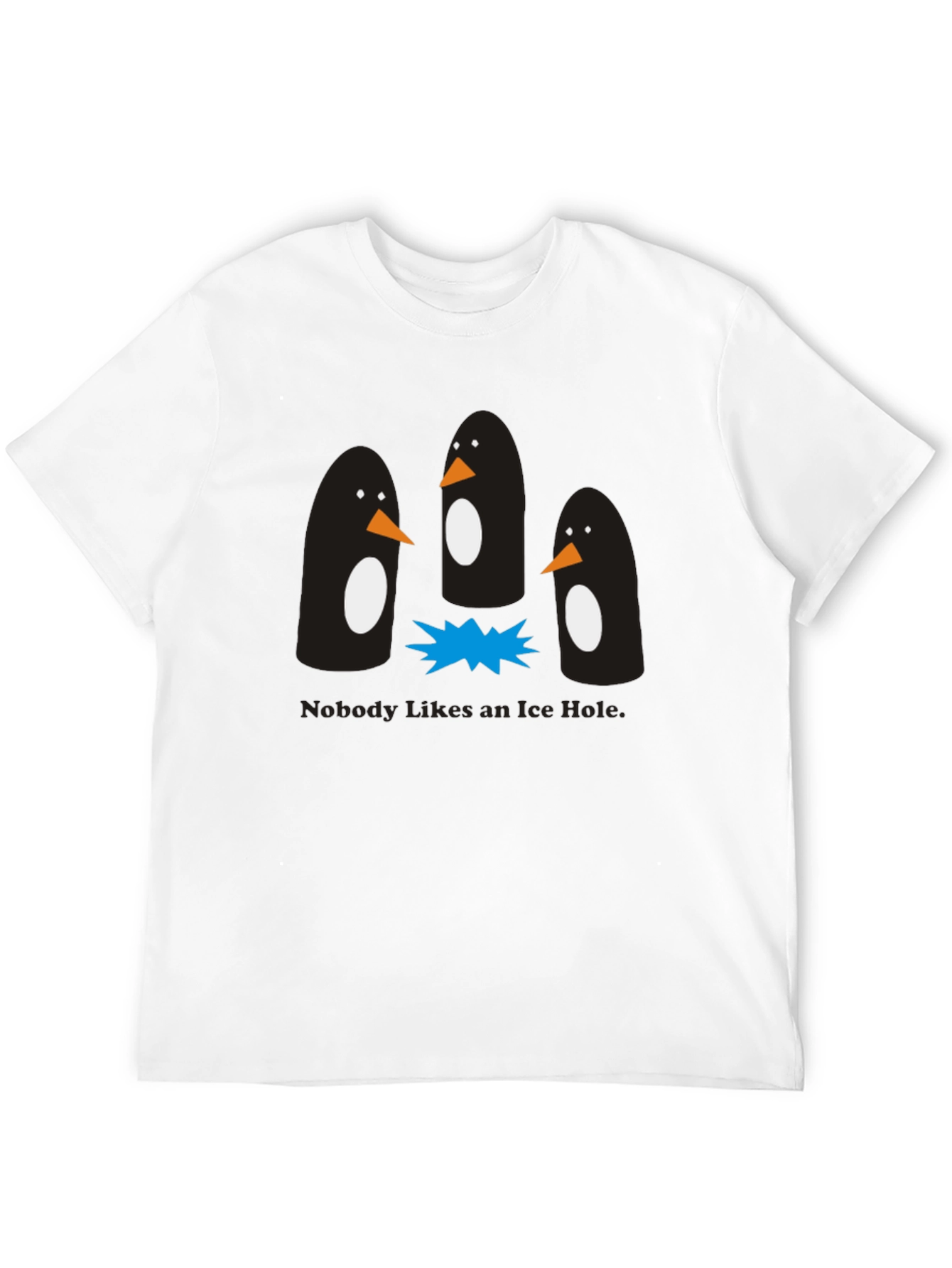 Penguin Ice Hole Black Graphic T-Shirt