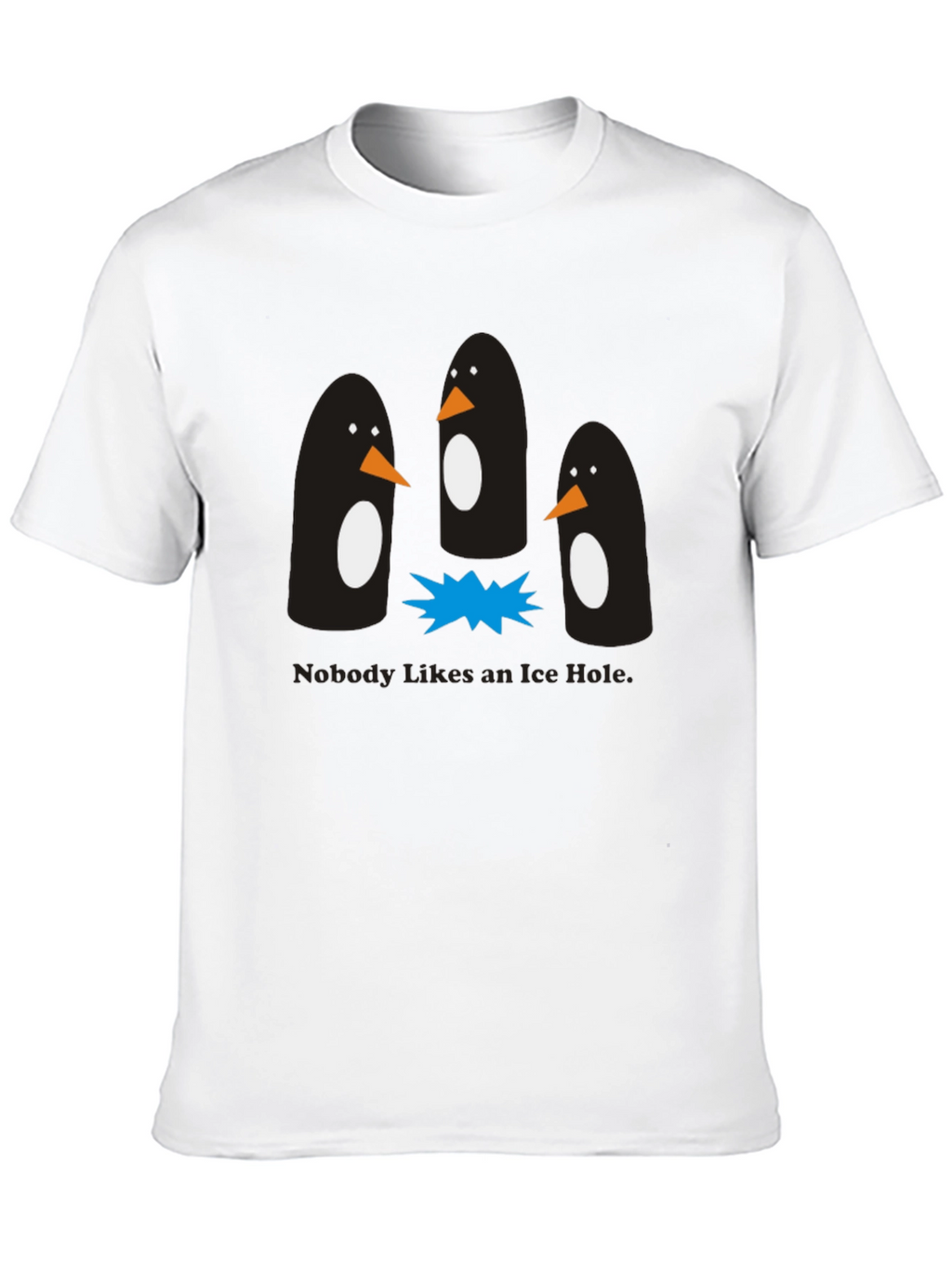 Penguin Ice Hole Black Graphic T-Shirt