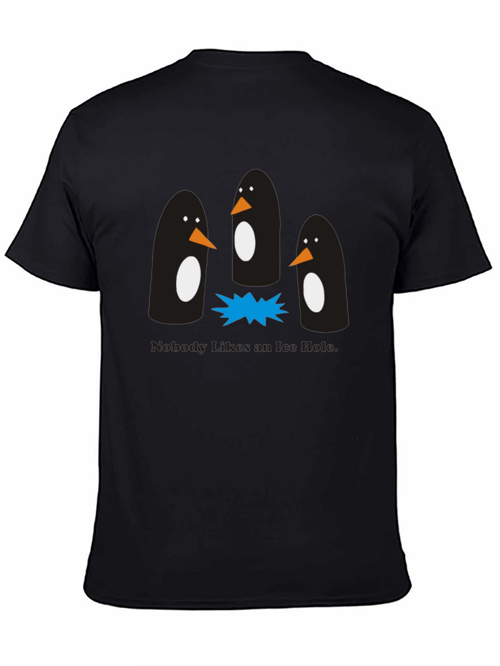Penguin Ice Hole Black Graphic T-Shirt