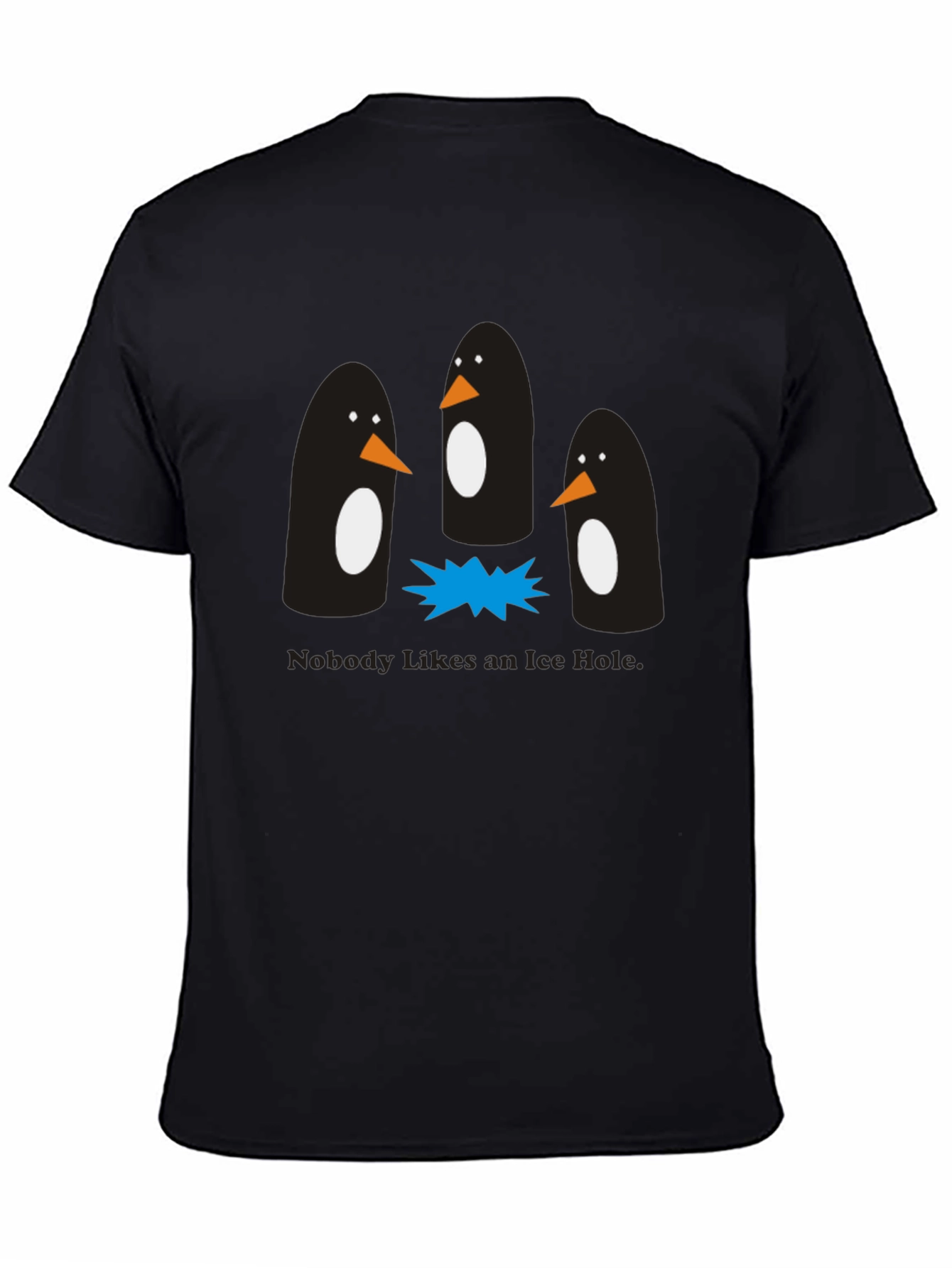 Penguin Ice Hole Black Graphic T-Shirt