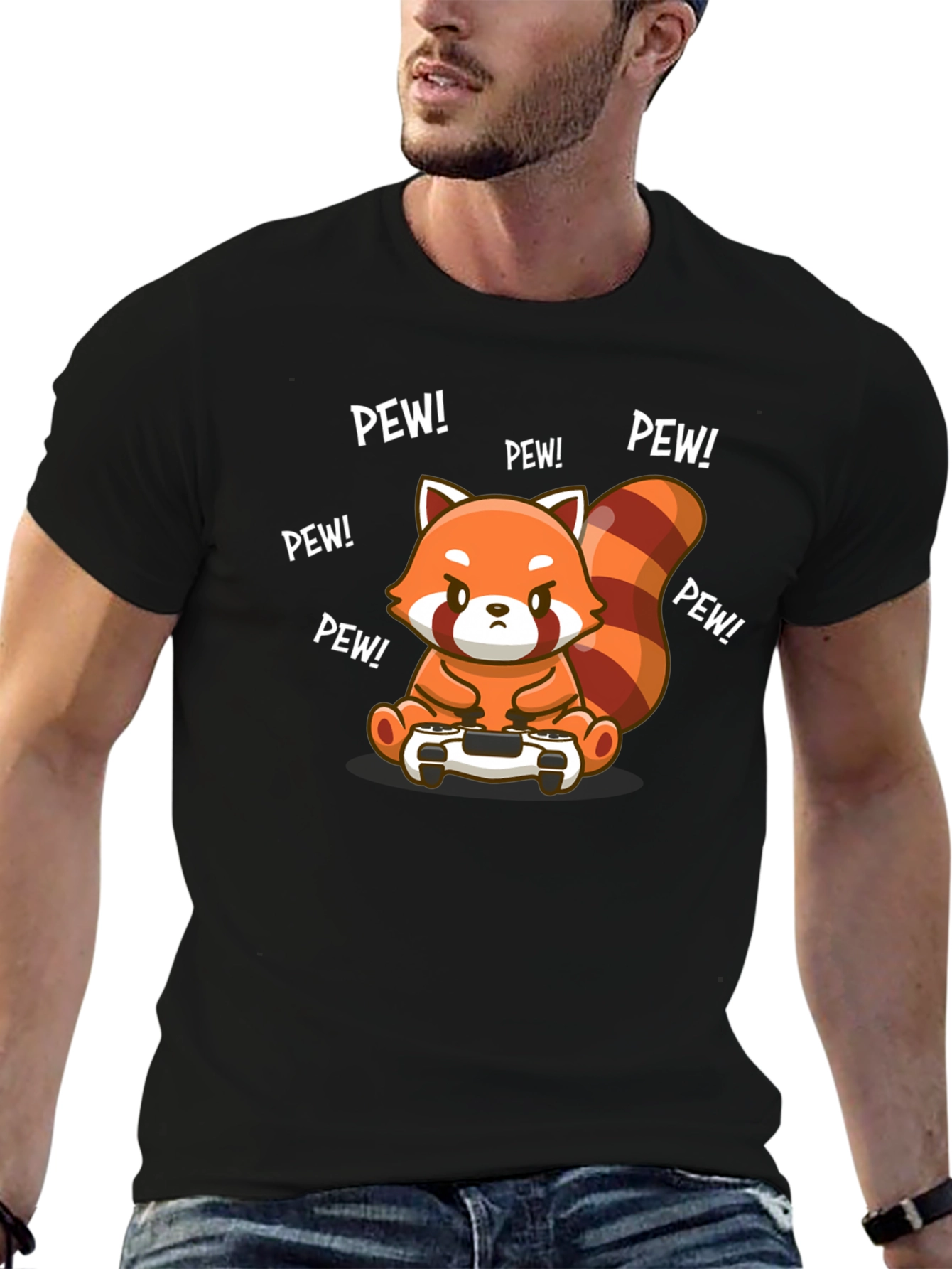 Gamer Red Panda T-Shirt - Pew Pew!