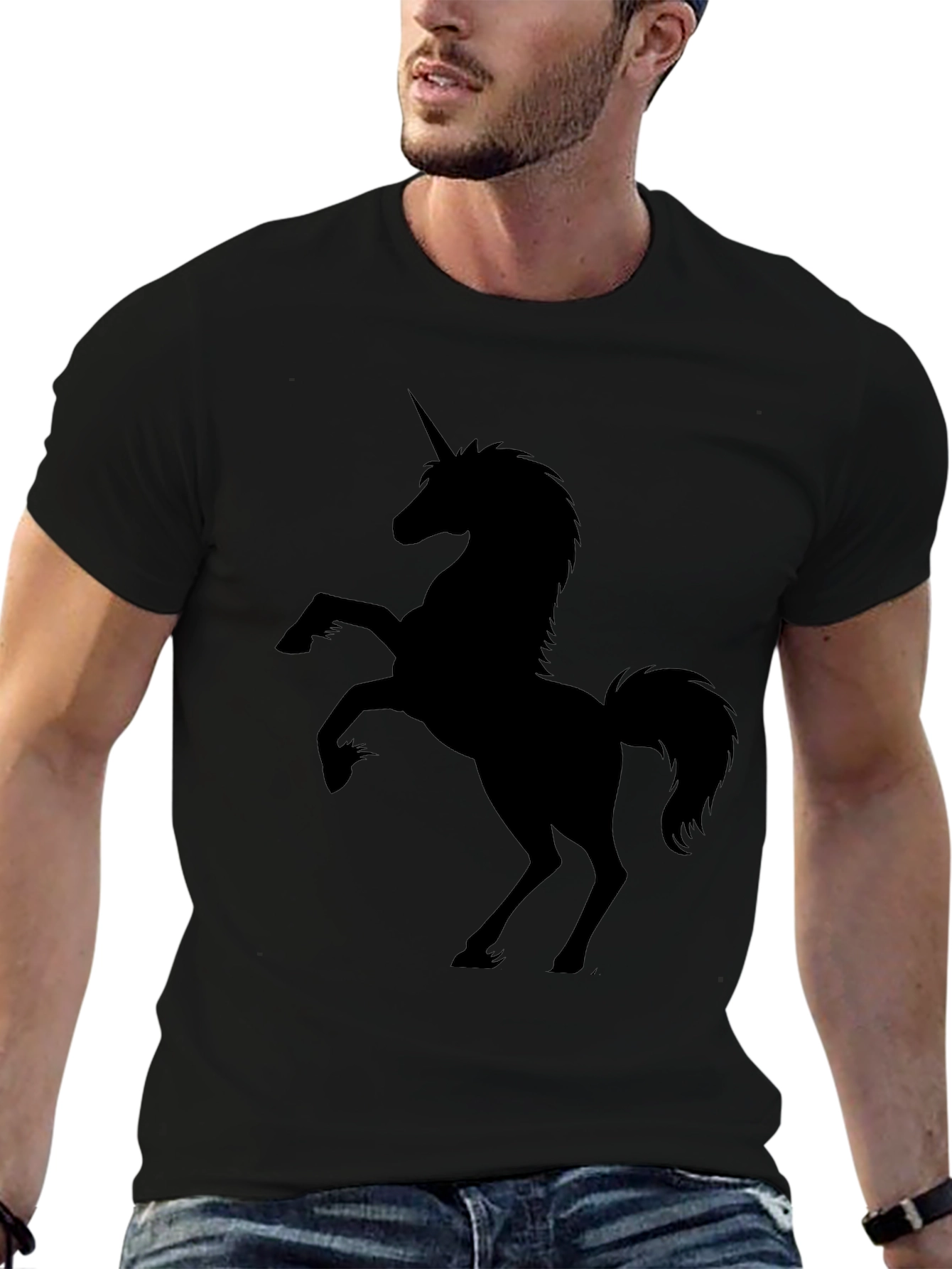 Unicorn Silhouette Tee - Classic Black Cotton T-Shirt
