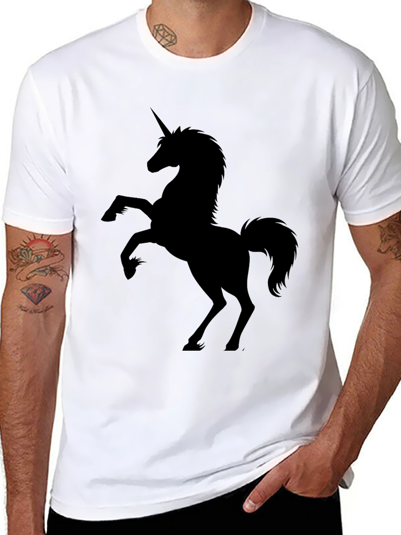 Unicorn Silhouette Tee - Classic Black Cotton T-Shirt