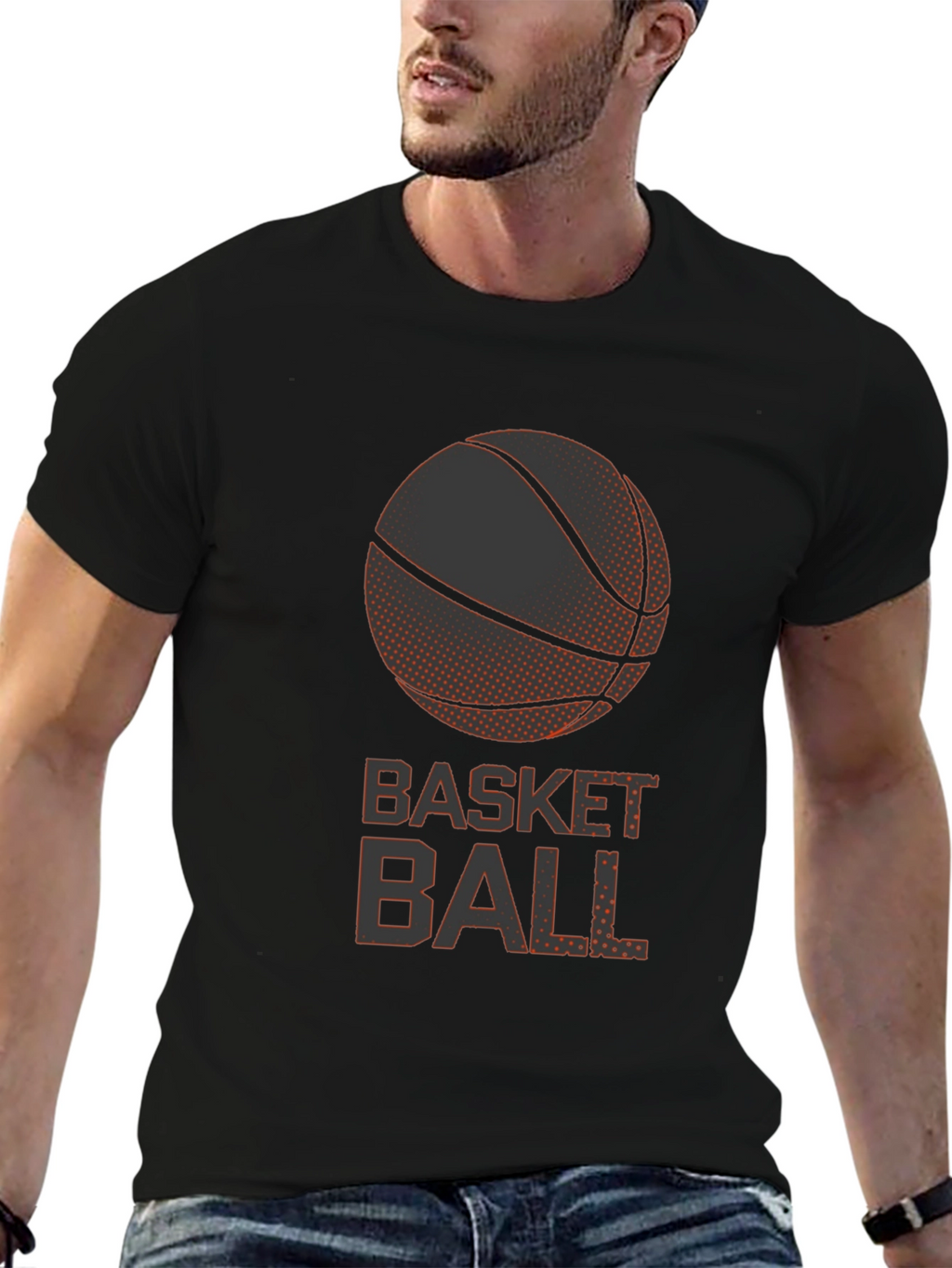 Basketball Graphic Tee - Casual Black T-Shirt